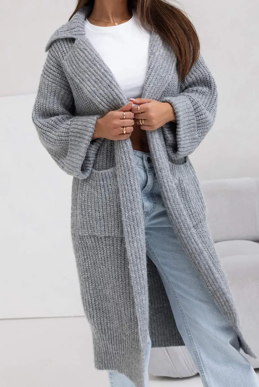 Pocketed Collared Neck Dropped Shoulder Cardigan-Krush Kandy, Women's Online Fashion Boutique Located in Phoenix, Arizona (Scottsdale Area)