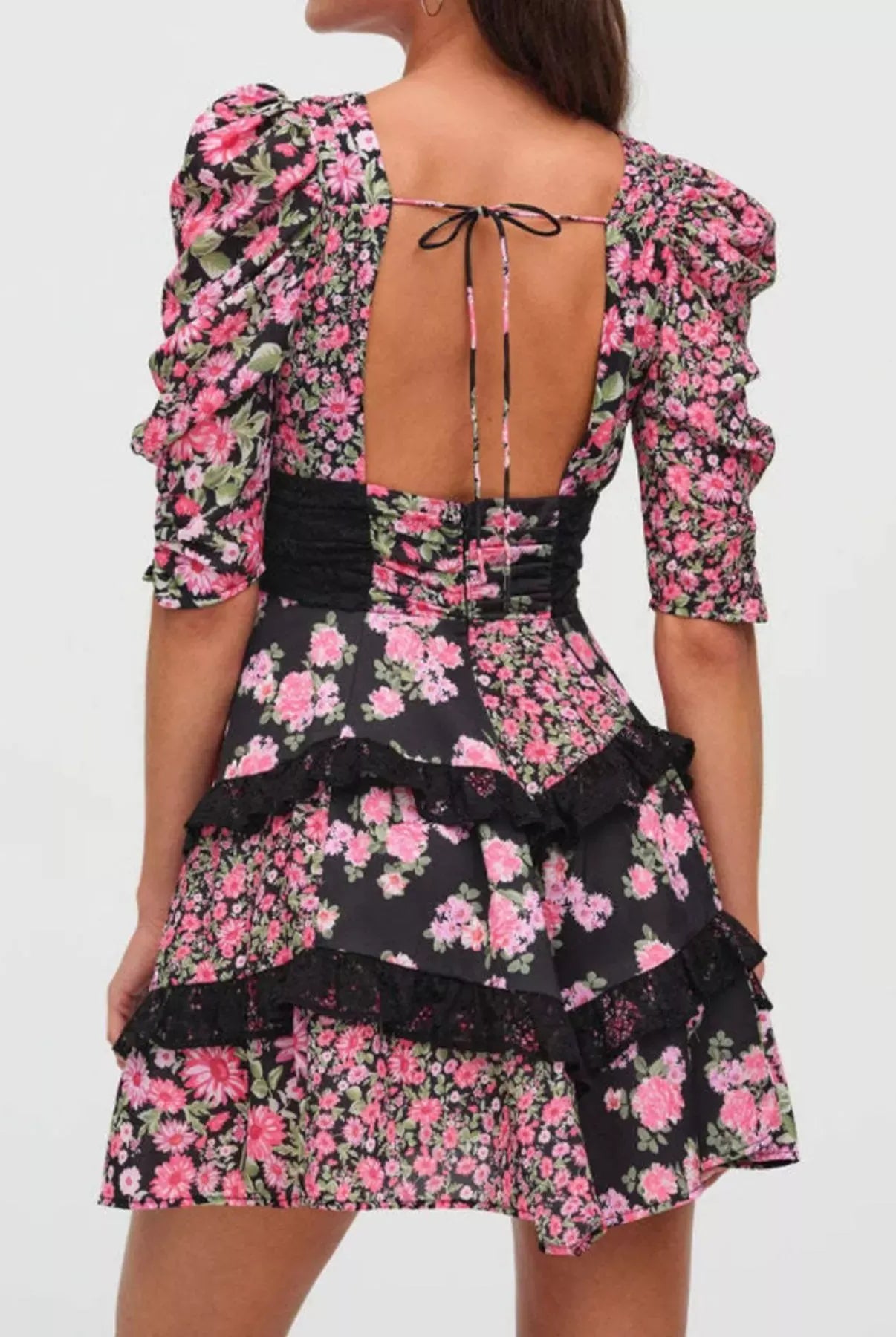 Ruffled Floral Print Half Sleeve Dress-Dresses-Krush Kandy, Women's Online Fashion Boutique Located in Phoenix, Arizona (Scottsdale Area)