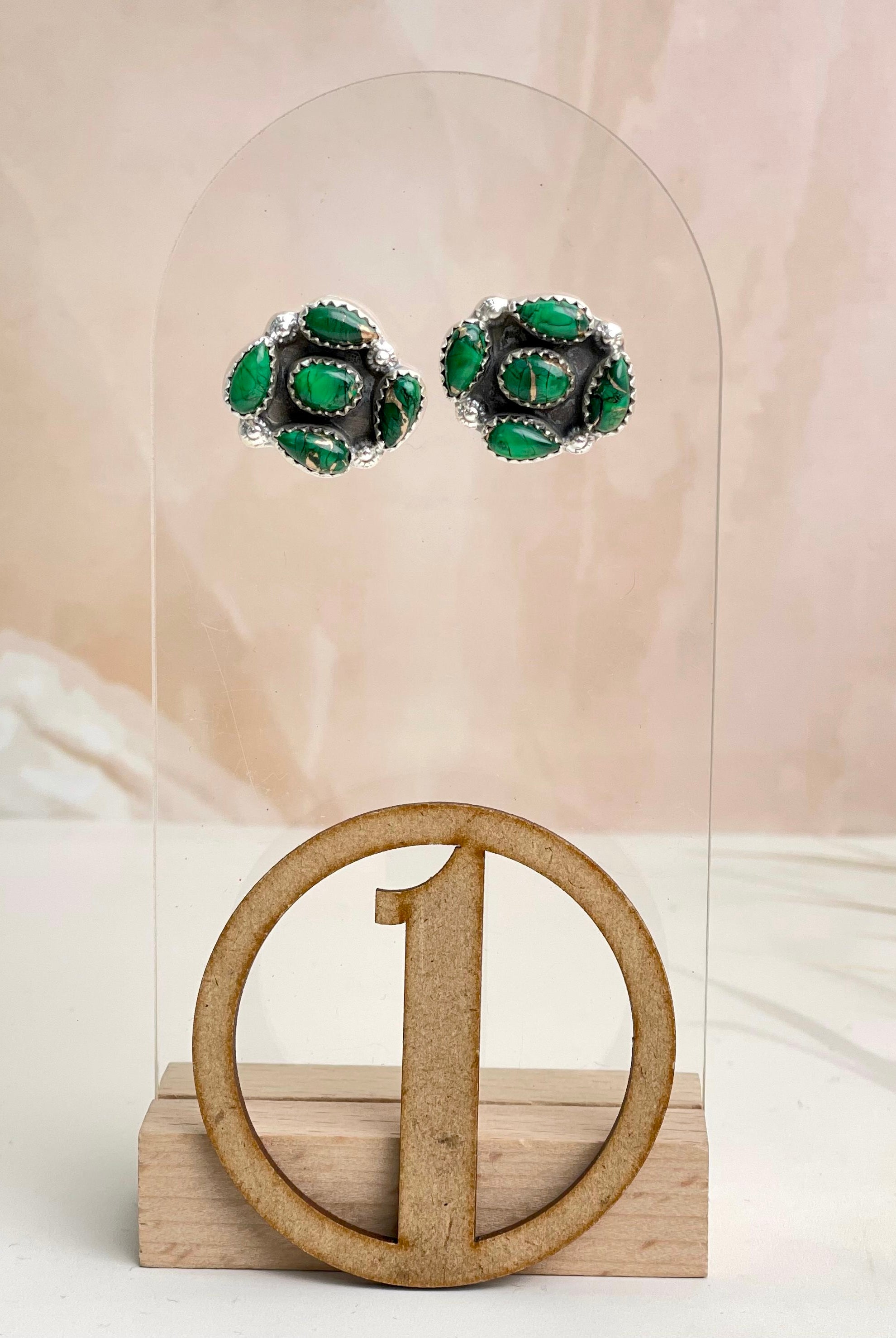Irish Green Dahlia Studs sno 1-Earrings-Krush Kandy, Women's Online Fashion Boutique Located in Phoenix, Arizona (Scottsdale Area)