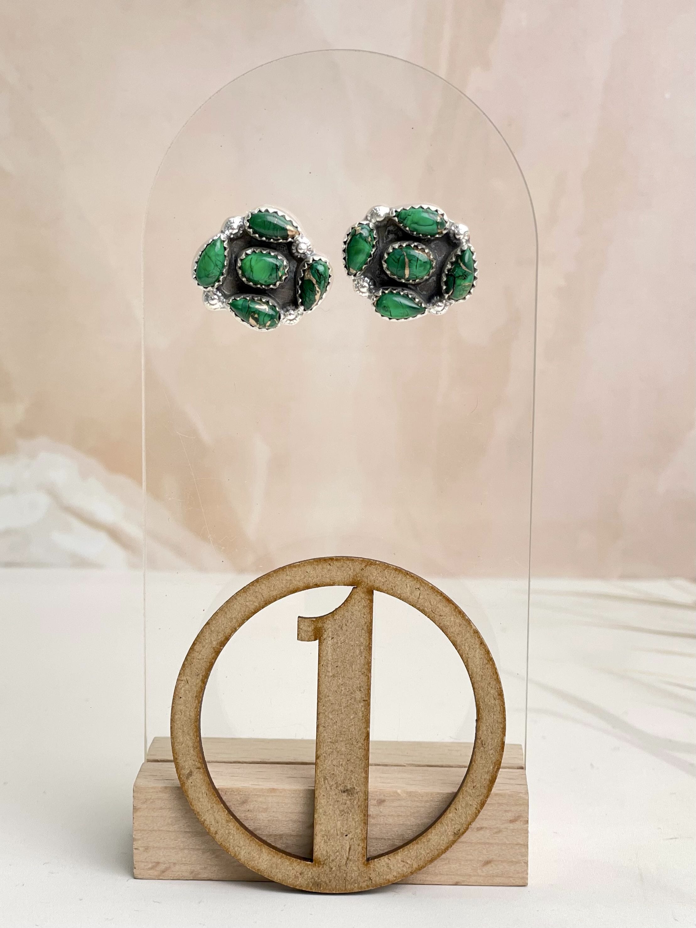 Irish Green Dahlia Studs sno 1-Earrings-Krush Kandy, Women's Online Fashion Boutique Located in Phoenix, Arizona (Scottsdale Area)