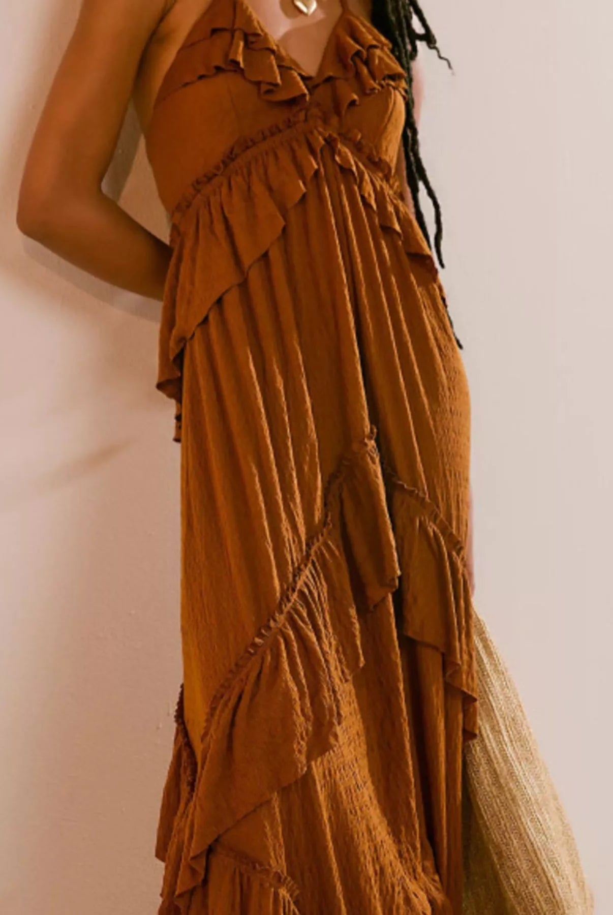 Ruffled Halter Neck Maxi Dress-Dresses-Krush Kandy, Women's Online Fashion Boutique Located in Phoenix, Arizona (Scottsdale Area)