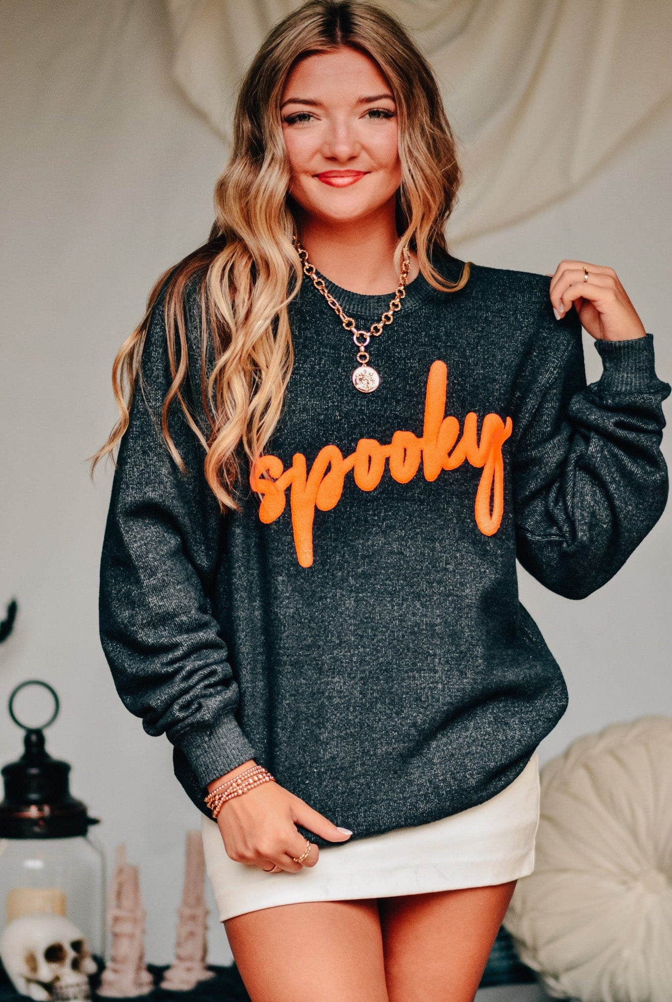Spooky Knit Sweatshirt-Krush Kandy, Women's Online Fashion Boutique Located in Phoenix, Arizona (Scottsdale Area)
