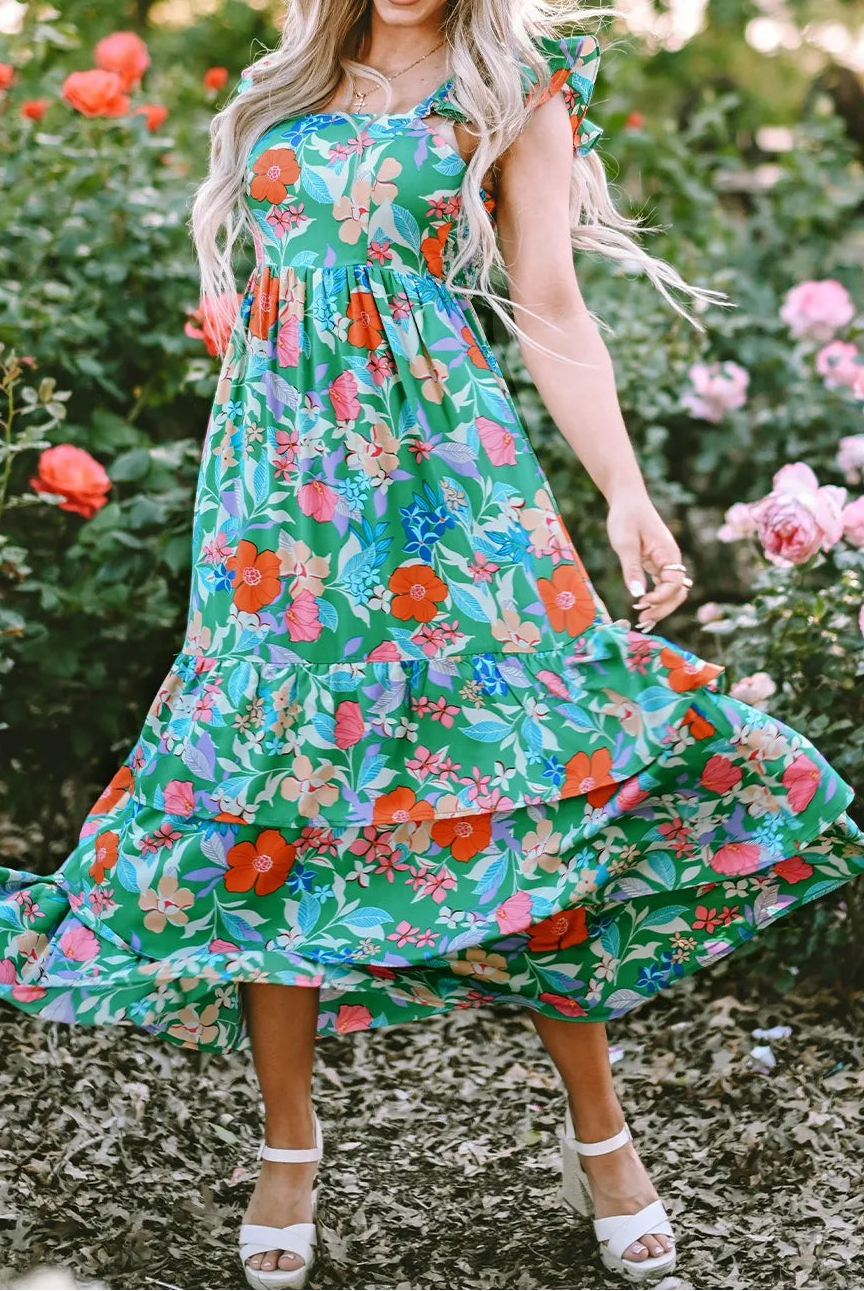 Tiered Ruffled Printed Sleeveless Dress-Dresses-Krush Kandy, Women's Online Fashion Boutique Located in Phoenix, Arizona (Scottsdale Area)