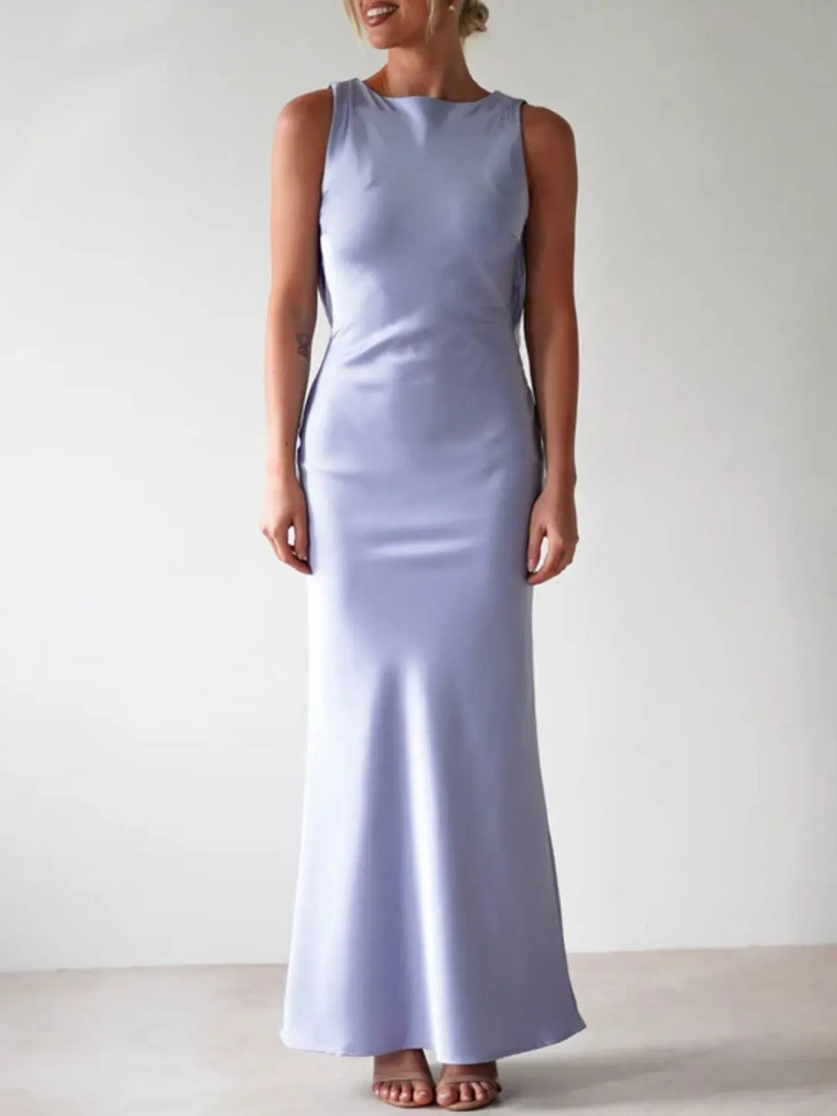 Satin Sleeveless Maxi Dress-Dresses-Krush Kandy, Women's Online Fashion Boutique Located in Phoenix, Arizona (Scottsdale Area)