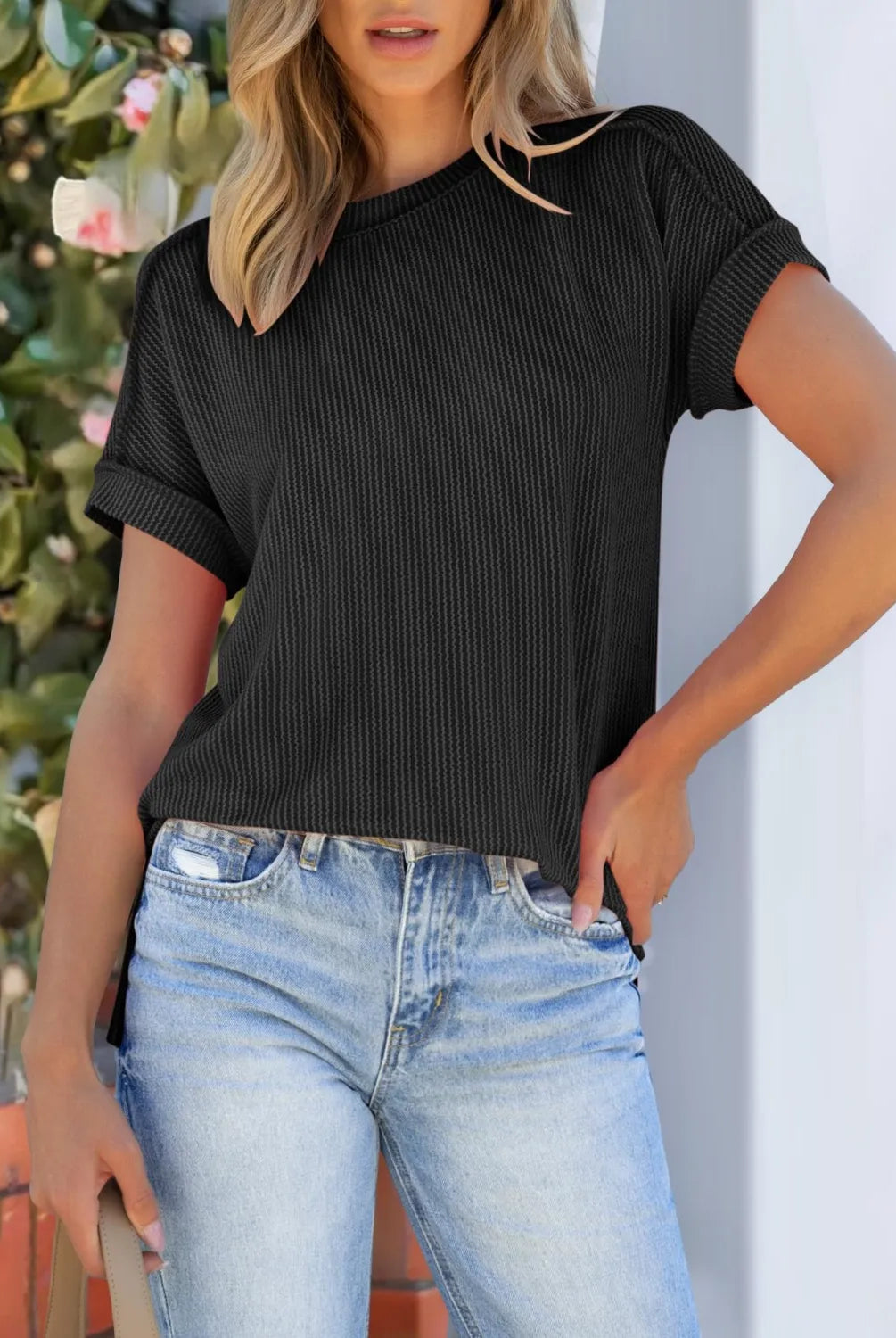 Round Neck Short Sleeve T-Shirt-Krush Kandy, Women's Online Fashion Boutique Located in Phoenix, Arizona (Scottsdale Area)