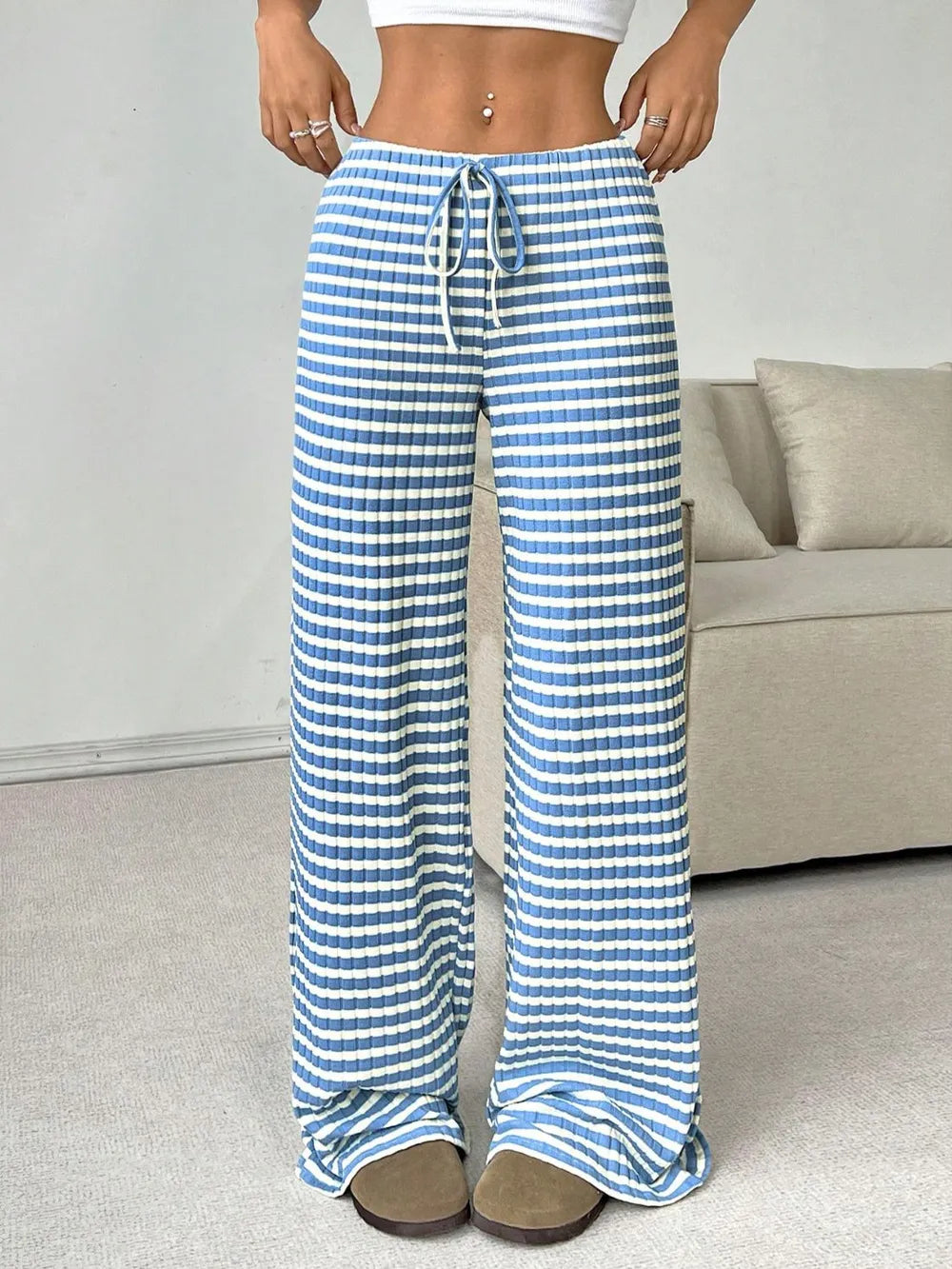 Tied Striped Wide Leg Pants-PANTS-Krush Kandy, Women's Online Fashion Boutique Located in Phoenix, Arizona (Scottsdale Area)