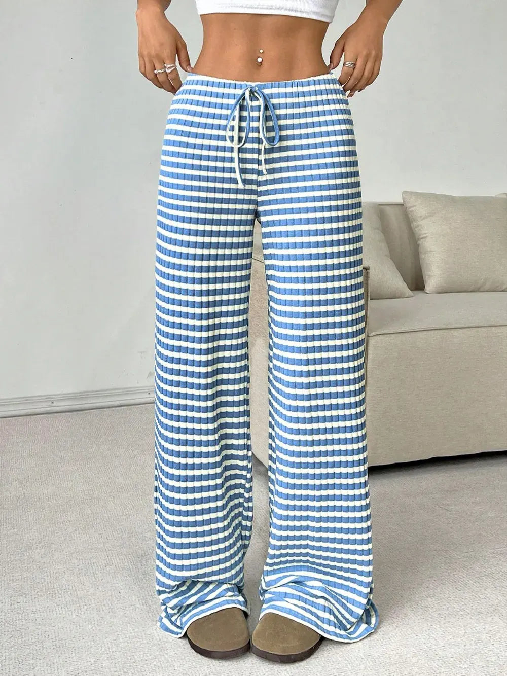 Tied Striped Wide Leg Pants-PANTS-Krush Kandy, Women's Online Fashion Boutique Located in Phoenix, Arizona (Scottsdale Area)