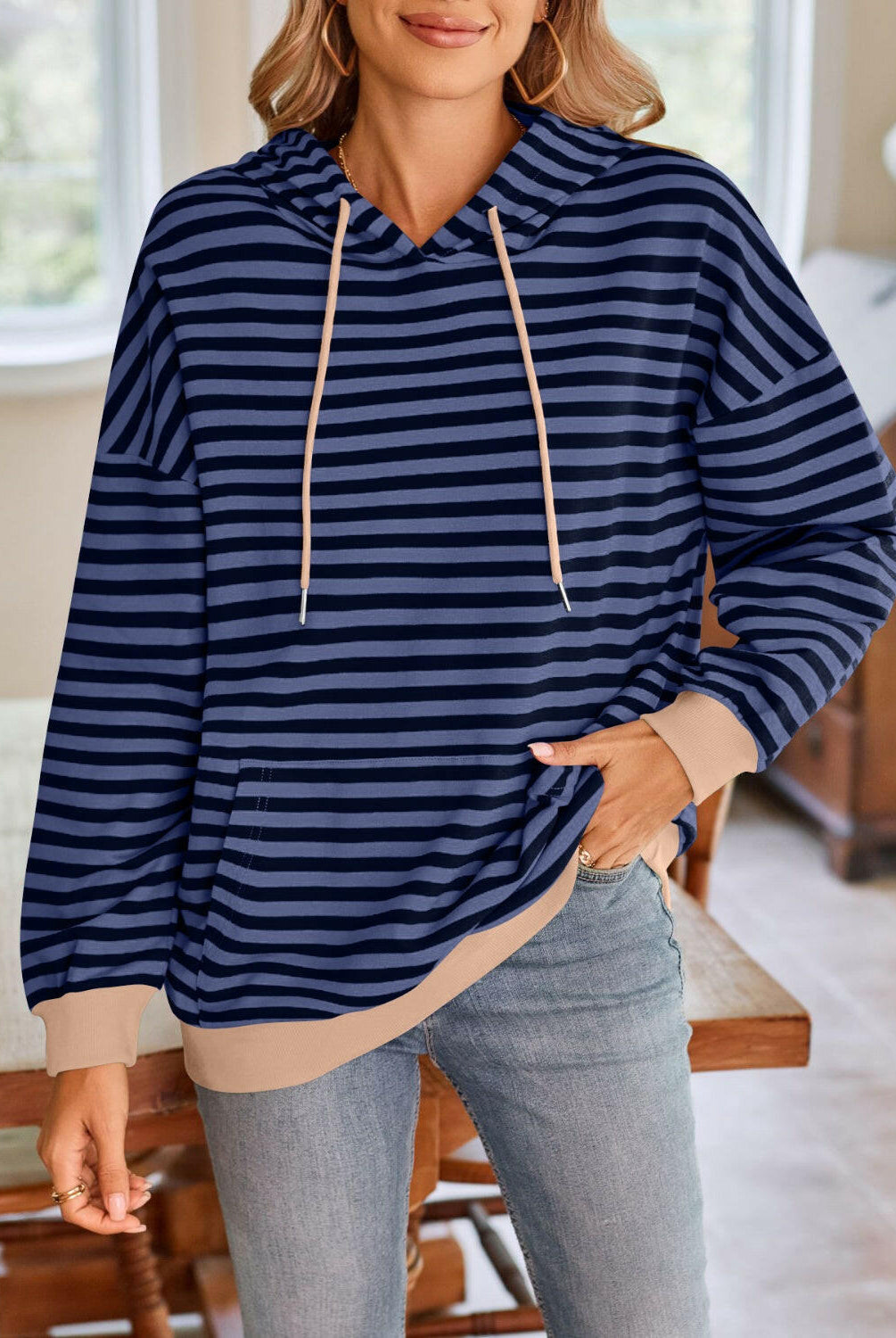 Lovelet Drawstring Striped Long Sleeve Hoodie-Krush Kandy, Women's Online Fashion Boutique Located in Phoenix, Arizona (Scottsdale Area)
