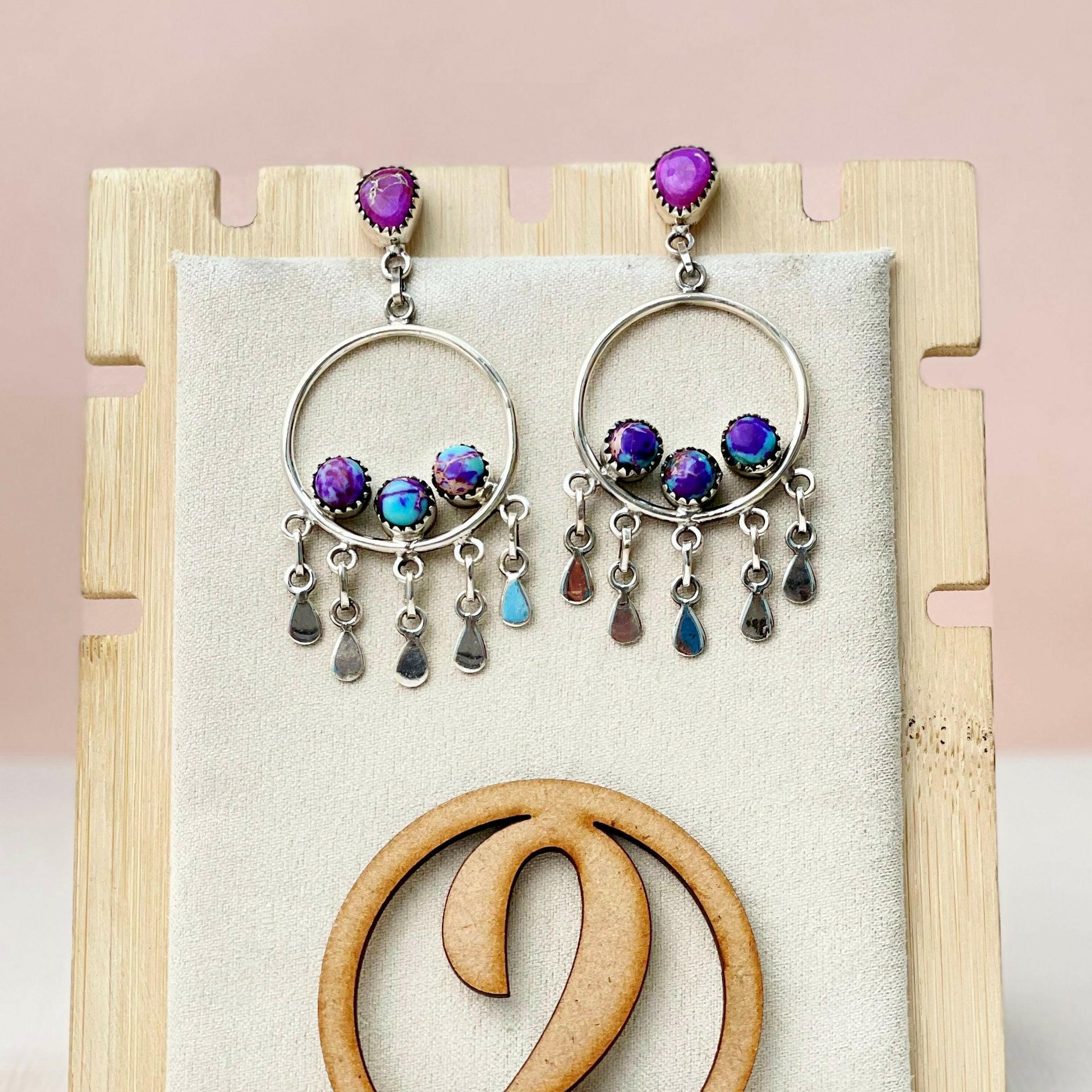 Desert Jasper Boho Fringe Hoops-Earrings-Krush Kandy, Women's Online Fashion Boutique Located in Phoenix, Arizona (Scottsdale Area)