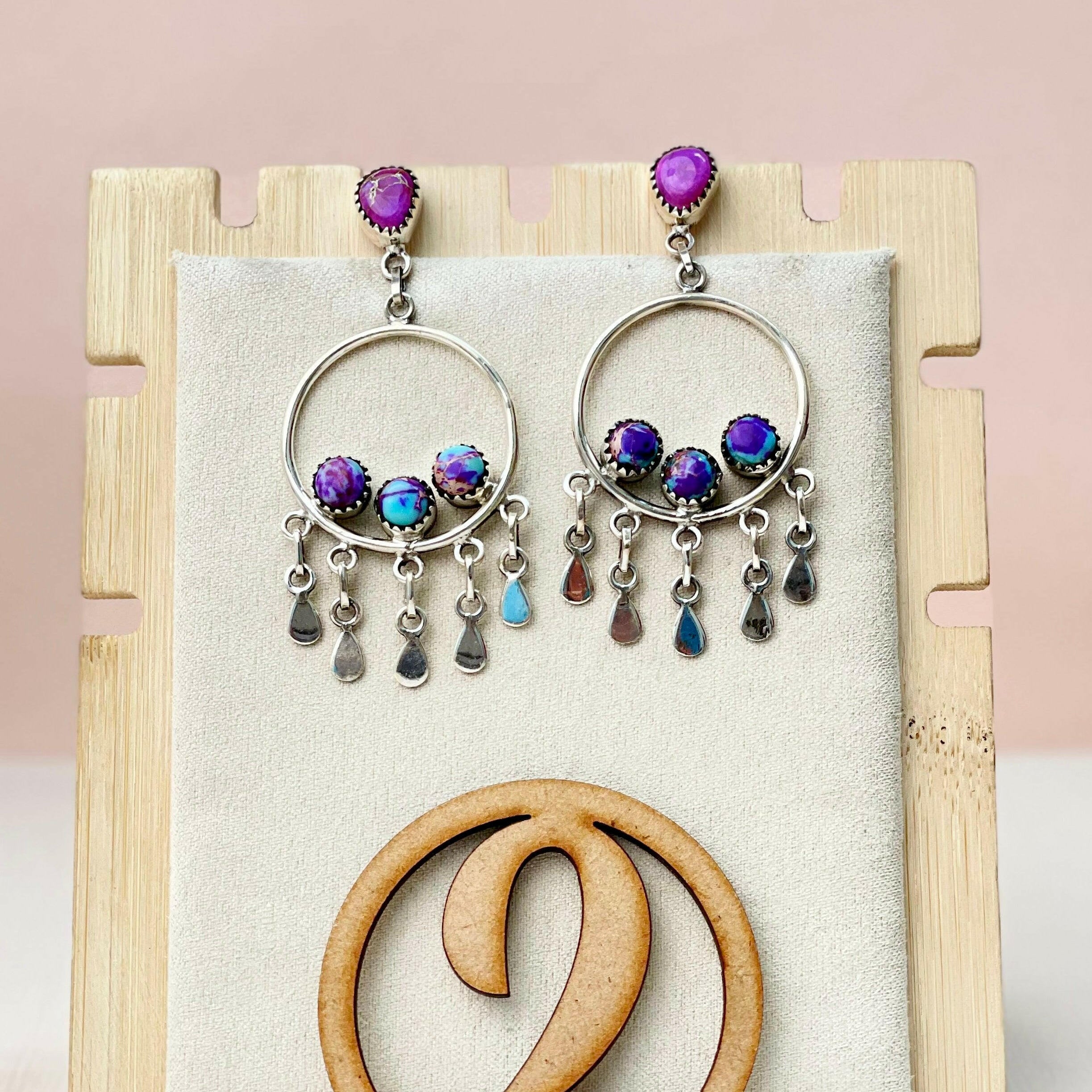 Desert Jasper Boho Fringe Hoops-Earrings-Krush Kandy, Women's Online Fashion Boutique Located in Phoenix, Arizona (Scottsdale Area)