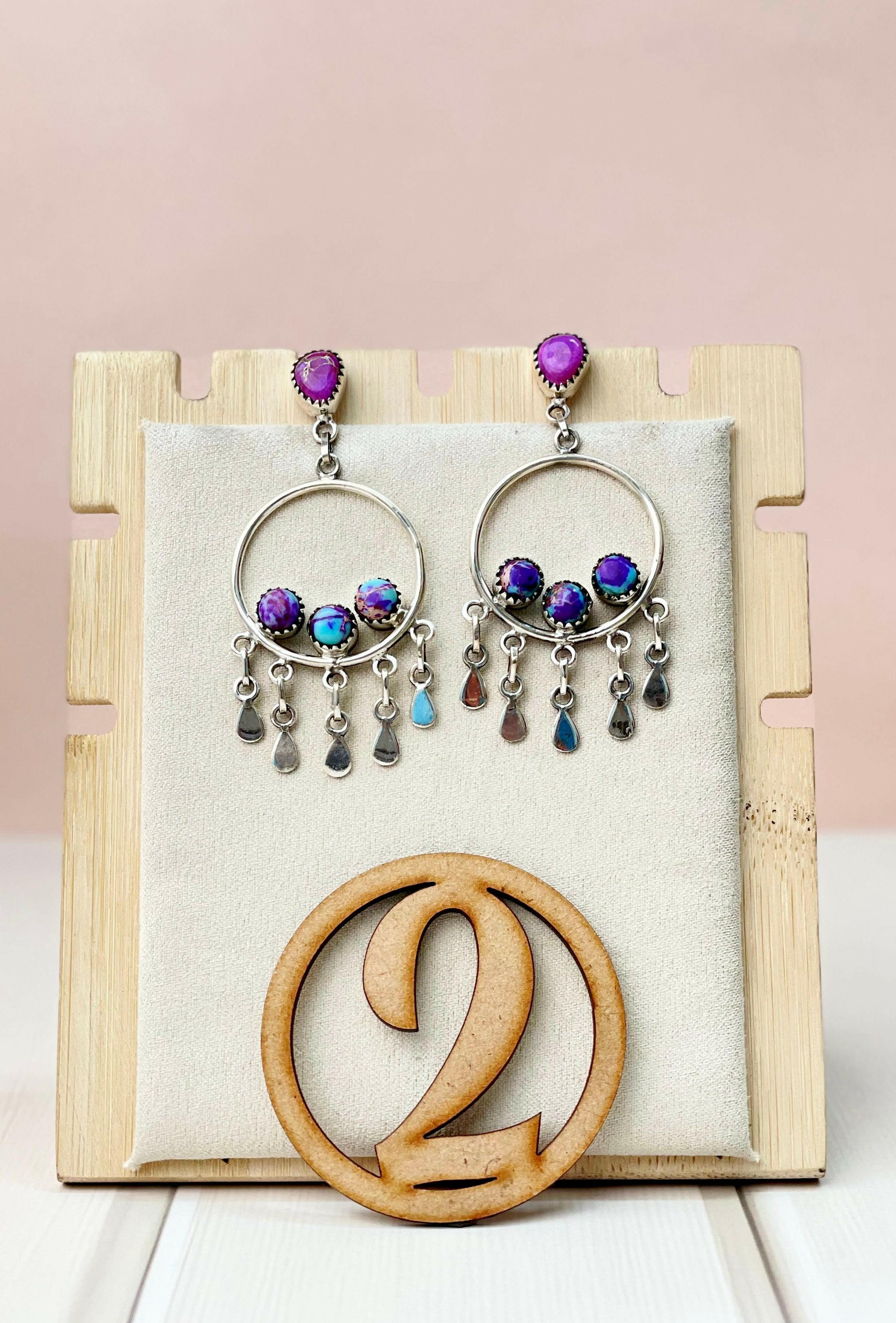 Desert Jasper Boho Fringe Hoops-Earrings-Krush Kandy, Women's Online Fashion Boutique Located in Phoenix, Arizona (Scottsdale Area)