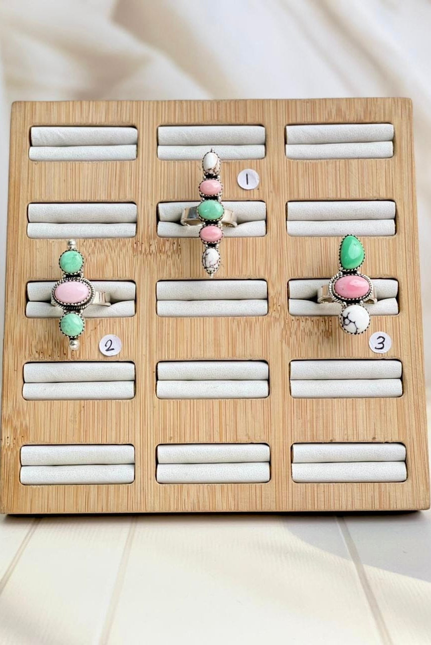 Pink Conch, Varascite & Wild Horse Cluster Rings-Rings-Krush Kandy, Women's Online Fashion Boutique Located in Phoenix, Arizona (Scottsdale Area)