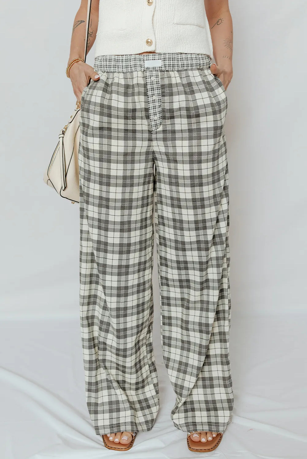 Plaid Wide-Leg Lounge Pants-Bottoms-Krush Kandy, Women's Online Fashion Boutique Located in Phoenix, Arizona (Scottsdale Area)