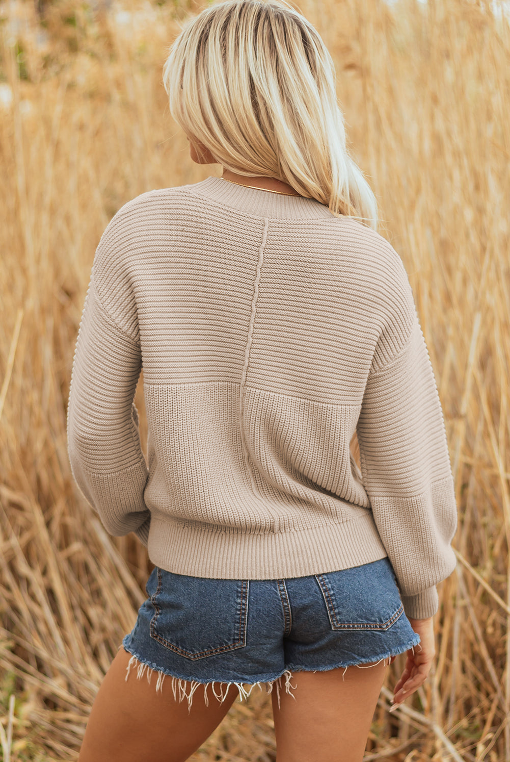 Cozy Taupe Textured Knit Sweater-Sweaters-Krush Kandy, Women's Online Fashion Boutique Located in Phoenix, Arizona (Scottsdale Area)