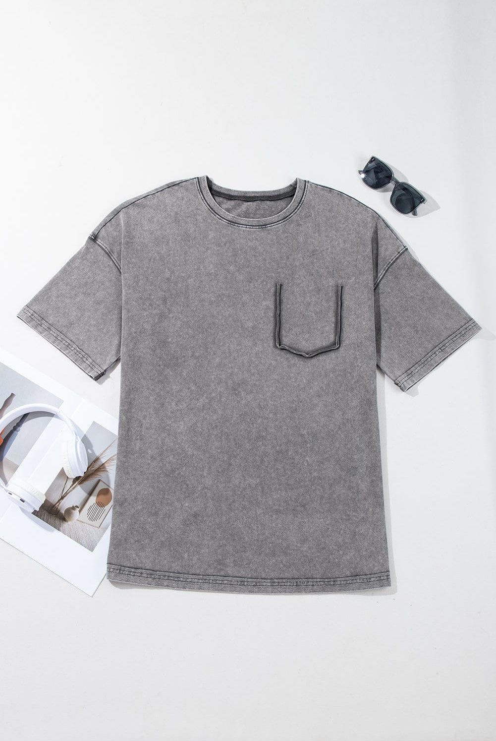 Vintage Wash Pocket Tee-Tops-Krush Kandy, Women's Online Fashion Boutique Located in Phoenix, Arizona (Scottsdale Area)