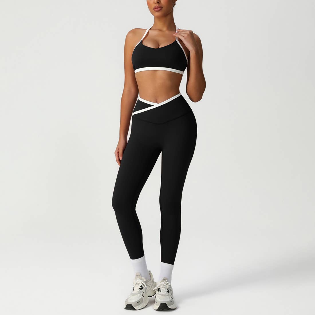Detachable Chest Pad Color-Blocked Yoga Set-Leggings-Krush Kandy, Women's Online Fashion Boutique Located in Phoenix, Arizona (Scottsdale Area)