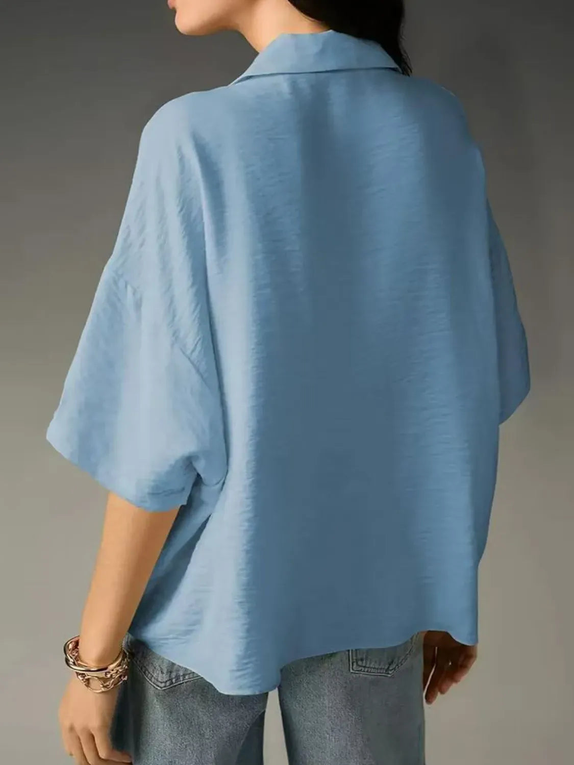 Collared Neck Half Sleeve Blouse-Krush Kandy, Women's Online Fashion Boutique Located in Phoenix, Arizona (Scottsdale Area)