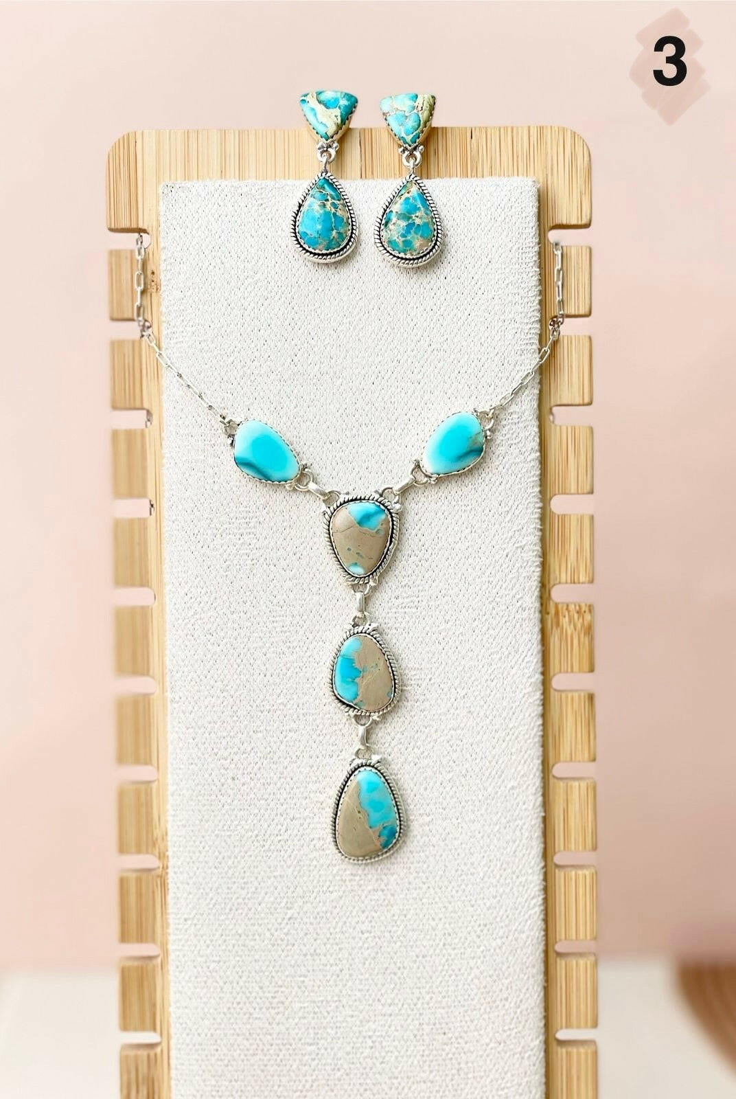 Desert Blue Jasper Necklace and Earring Set-Necklaces-Krush Kandy, Women's Online Fashion Boutique Located in Phoenix, Arizona (Scottsdale Area)