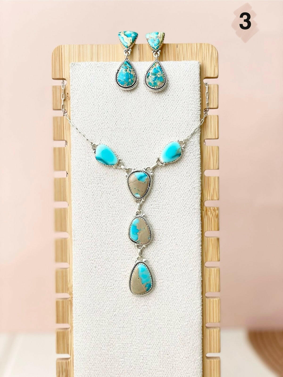 Desert Blue Jasper Necklace and Earring Set-Necklaces-Krush Kandy, Women's Online Fashion Boutique Located in Phoenix, Arizona (Scottsdale Area)