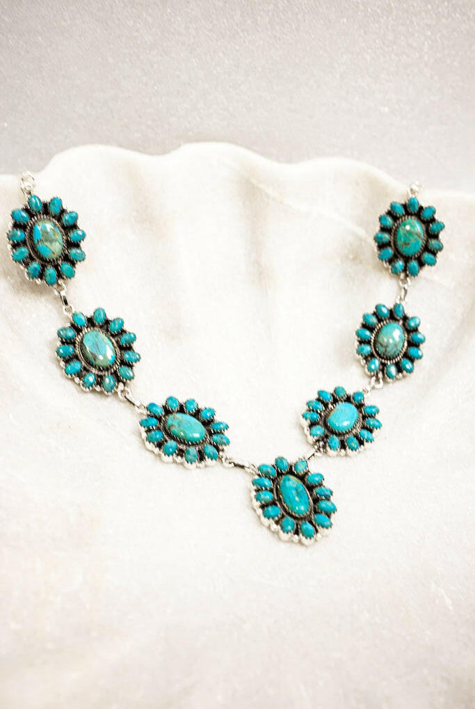 Turquoise Blossom Stone Necklace-Squash Blossom Necklaces-Krush Kandy, Women's Online Fashion Boutique Located in Phoenix, Arizona (Scottsdale Area)
