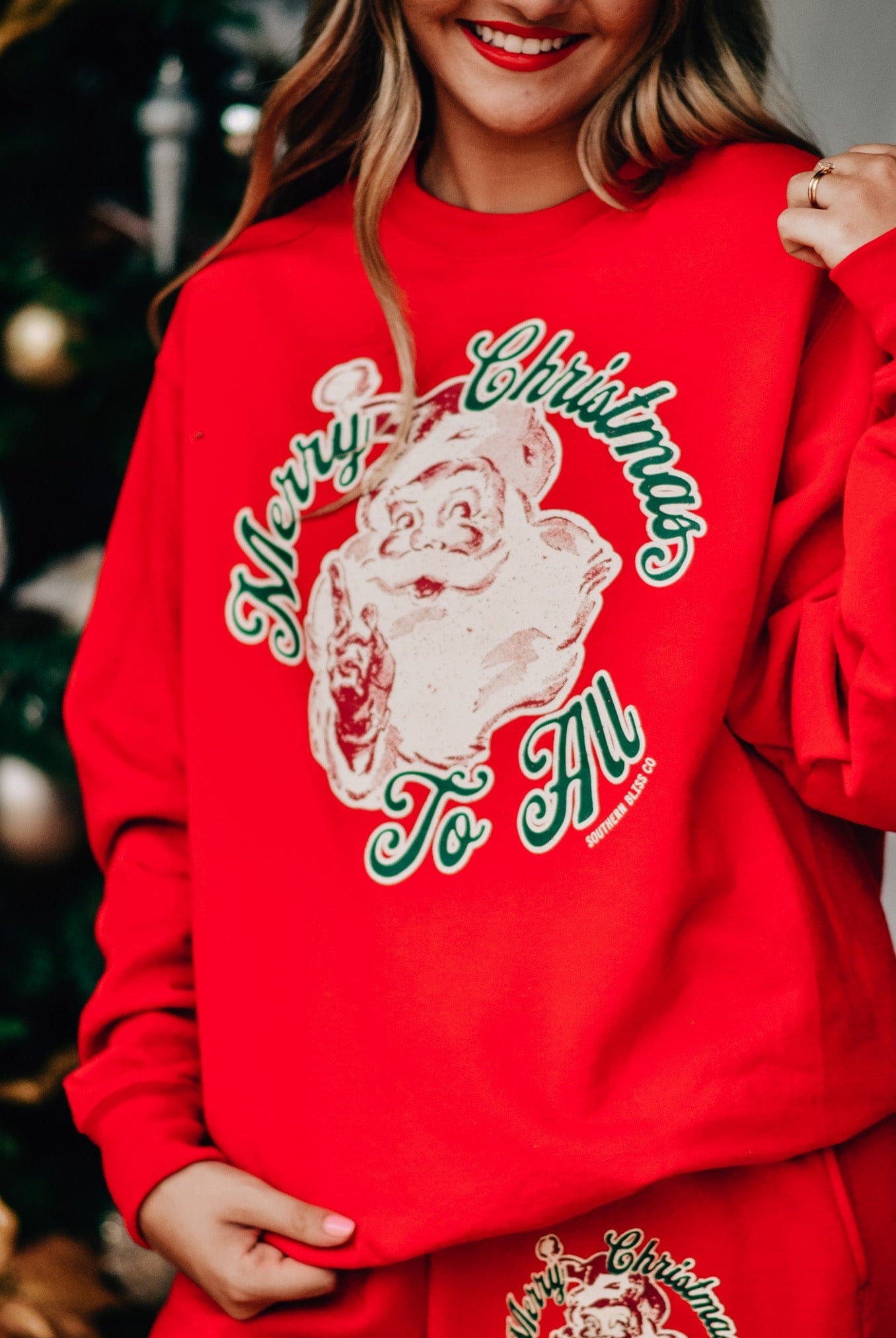 Vintage Santa Red Sweatshirt-Krush Kandy, Women's Online Fashion Boutique Located in Phoenix, Arizona (Scottsdale Area)