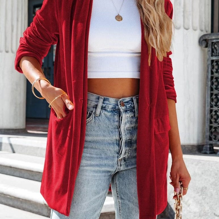 KKB LABEL Button Up Long Sleeve Blazer with Pocket MADE TO ORDER-Jacket-Krush Kandy, Women's Online Fashion Boutique Located in Phoenix, Arizona (Scottsdale Area)