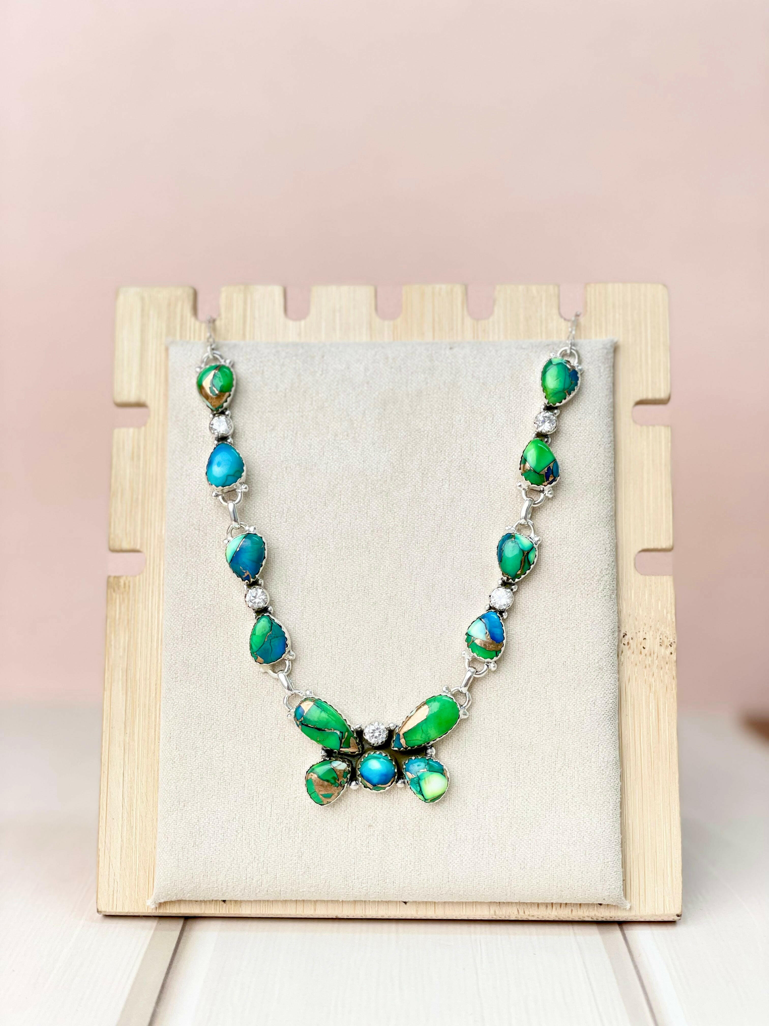 Peacock Dahlia Desert Butterfly Necklace-Necklaces-Krush Kandy, Women's Online Fashion Boutique Located in Phoenix, Arizona (Scottsdale Area)