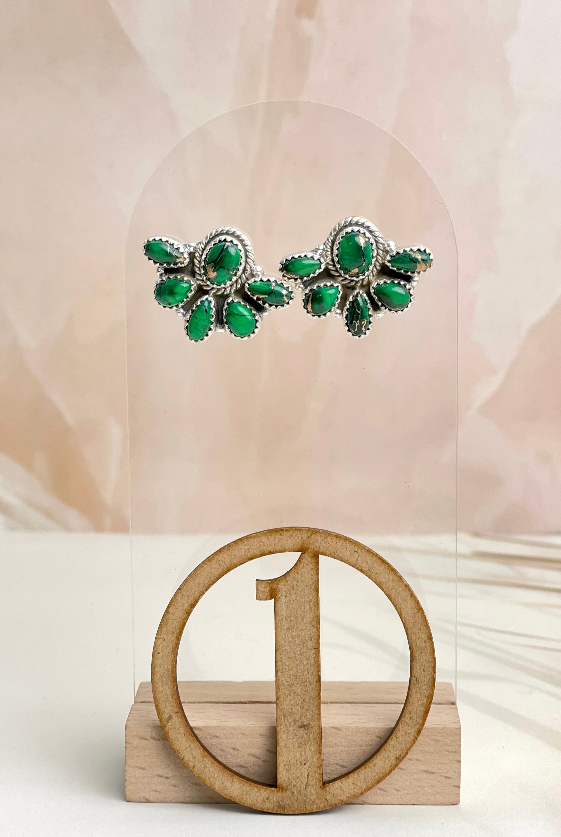 Irish Green Dahlia Studs sno 3-Earrings-Krush Kandy, Women's Online Fashion Boutique Located in Phoenix, Arizona (Scottsdale Area)