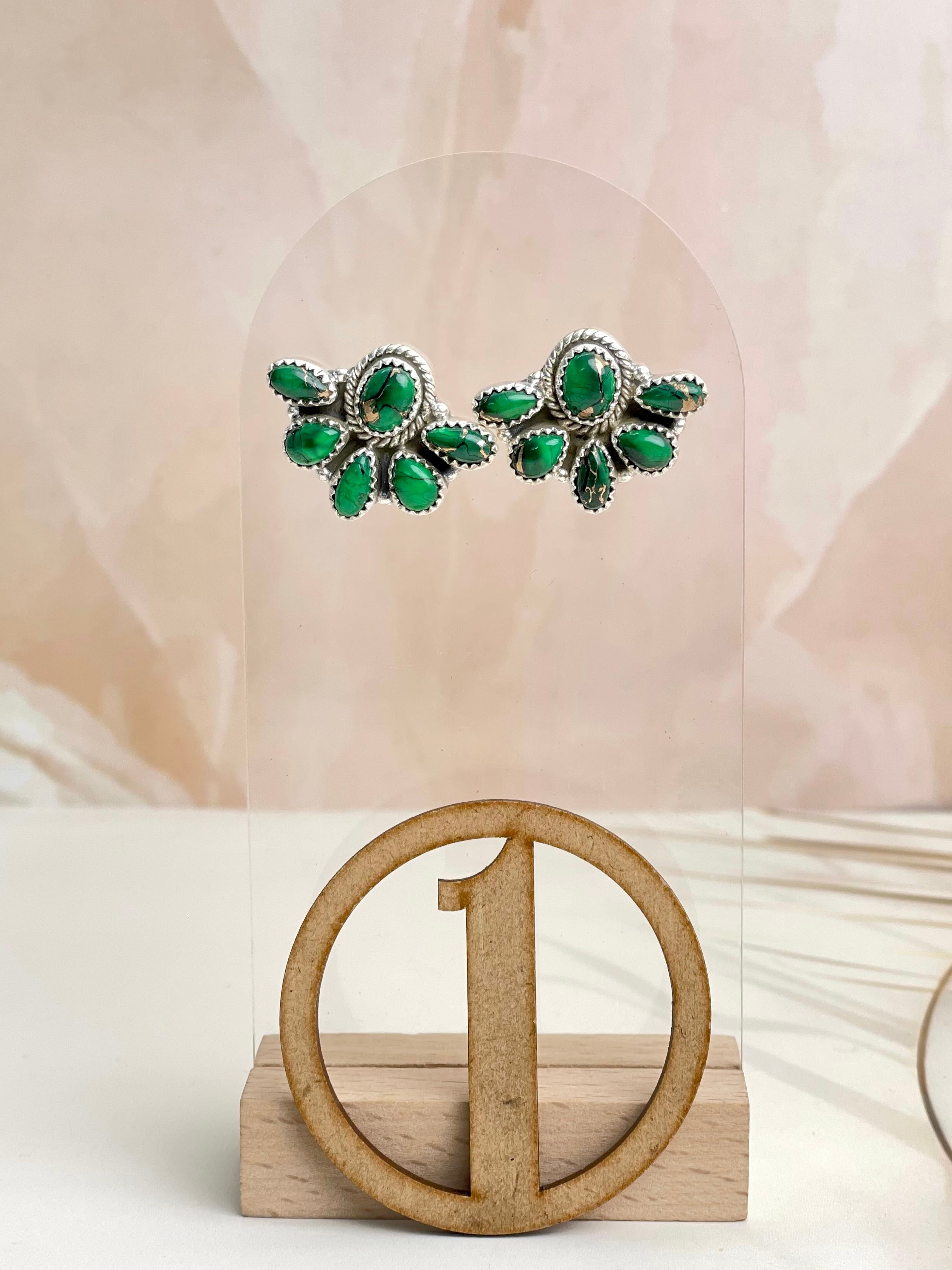 Irish Green Dahlia Studs sno 3-Earrings-Krush Kandy, Women's Online Fashion Boutique Located in Phoenix, Arizona (Scottsdale Area)