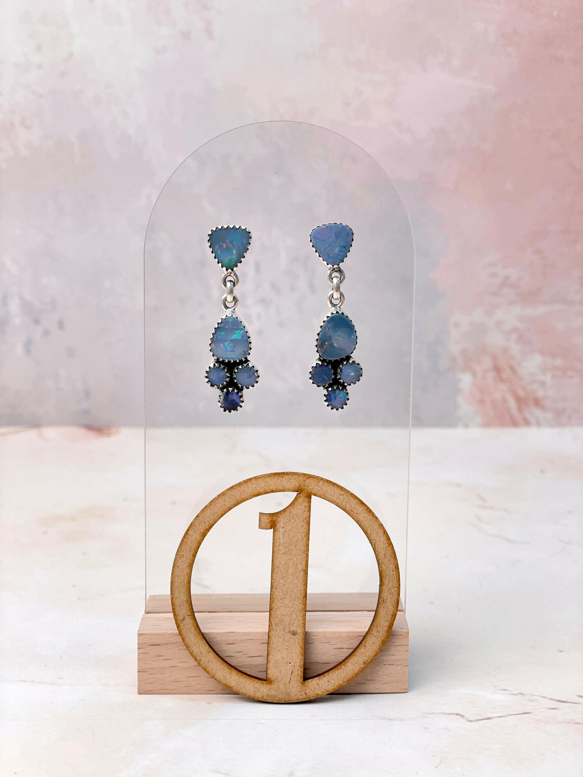 Double Opal Cluster Earrings-Earrings-Krush Kandy, Women's Online Fashion Boutique Located in Phoenix, Arizona (Scottsdale Area)