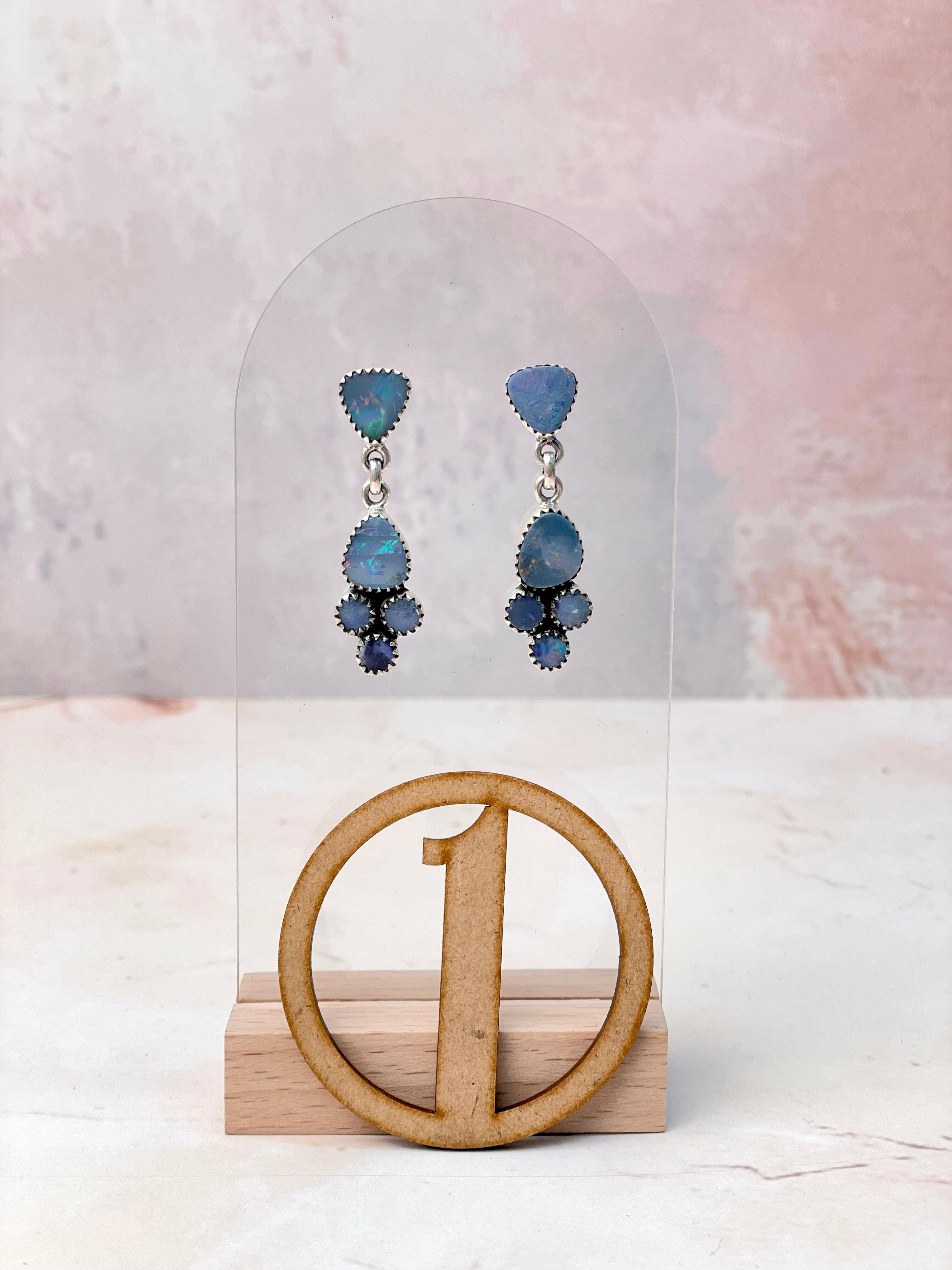 Double Opal Cluster Earrings-Earrings-Krush Kandy, Women's Online Fashion Boutique Located in Phoenix, Arizona (Scottsdale Area)