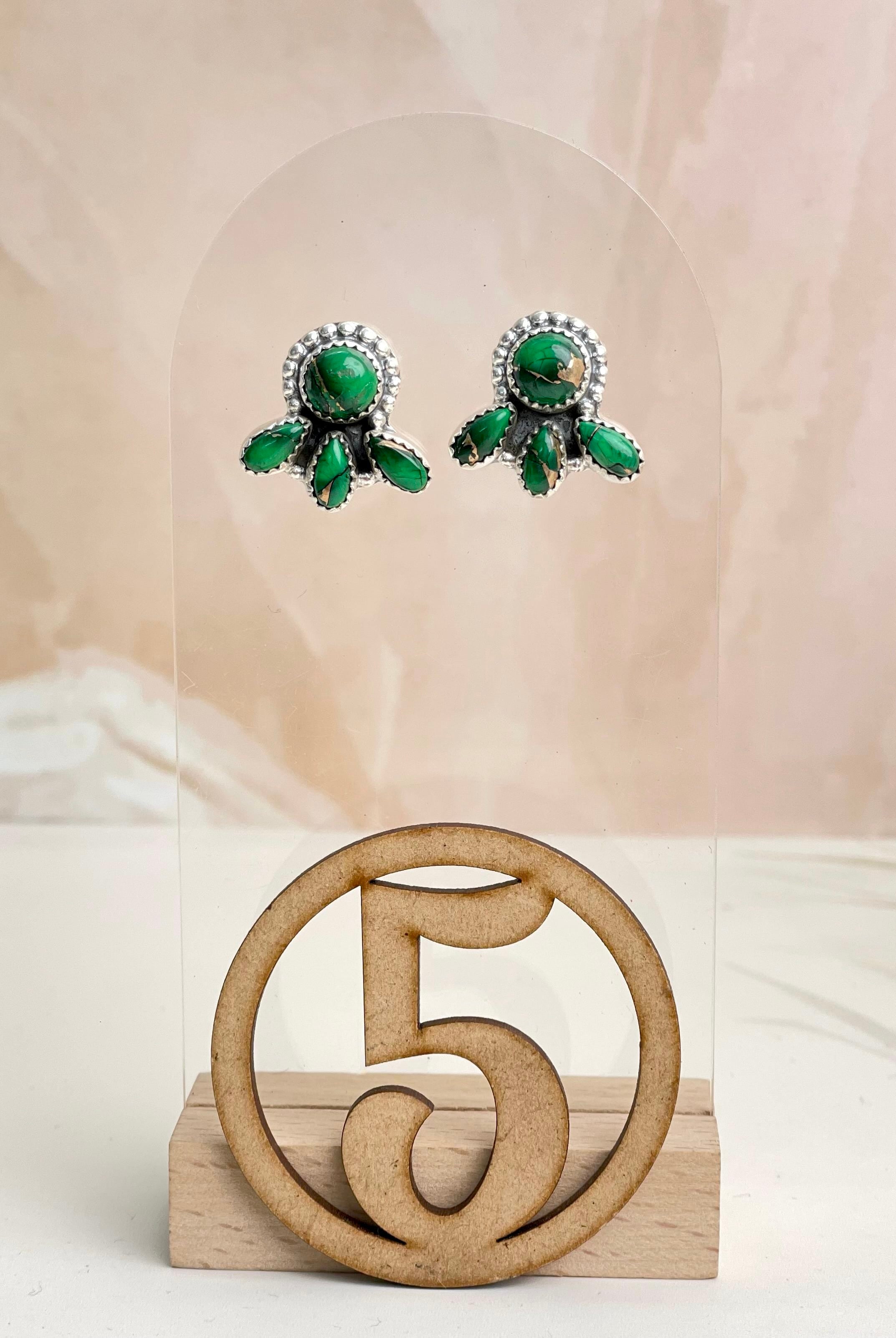 Irish Green Dahlia Studs sno 1-Earrings-Krush Kandy, Women's Online Fashion Boutique Located in Phoenix, Arizona (Scottsdale Area)