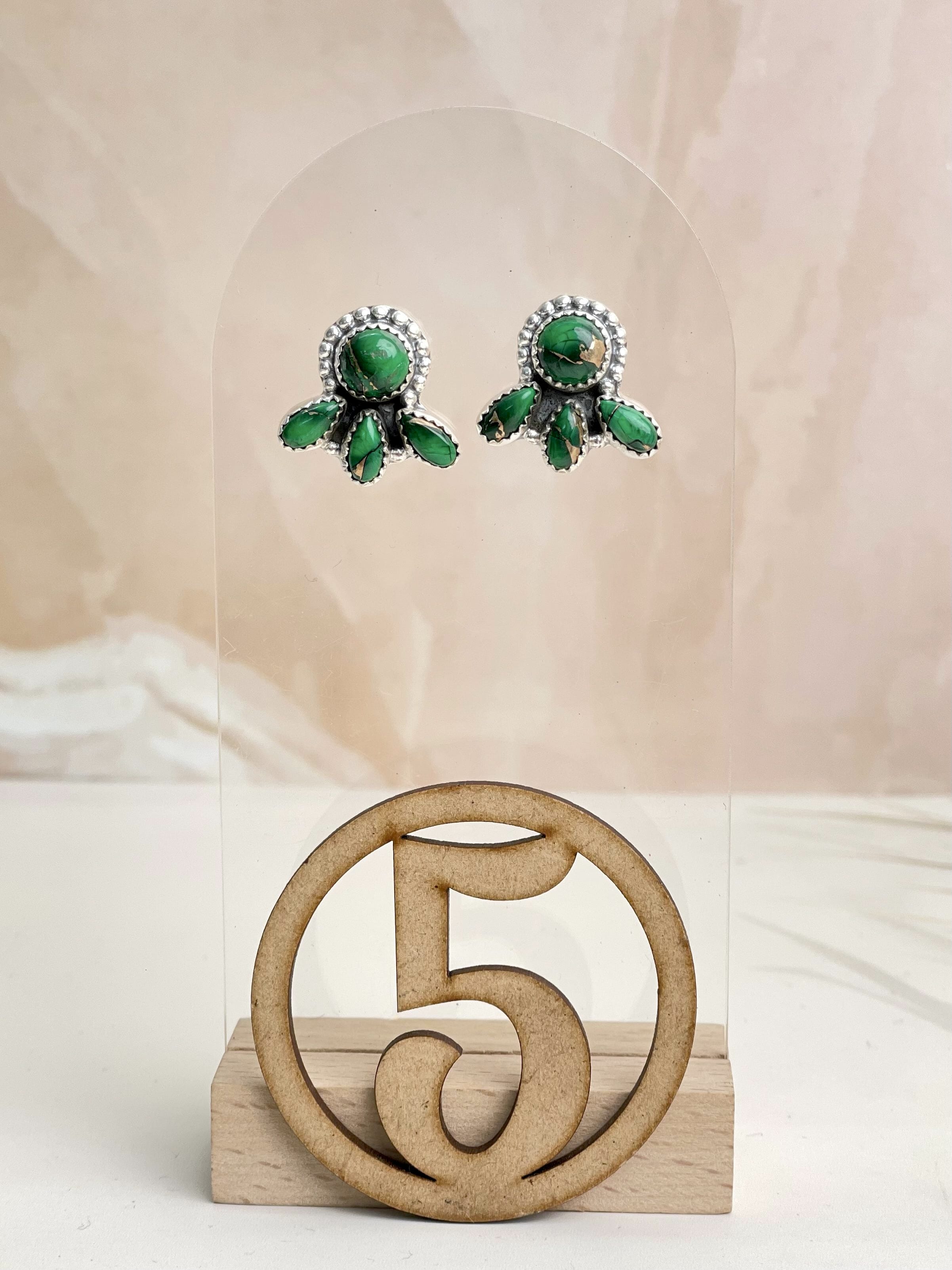 Irish Green Dahlia Studs sno 1-Earrings-Krush Kandy, Women's Online Fashion Boutique Located in Phoenix, Arizona (Scottsdale Area)