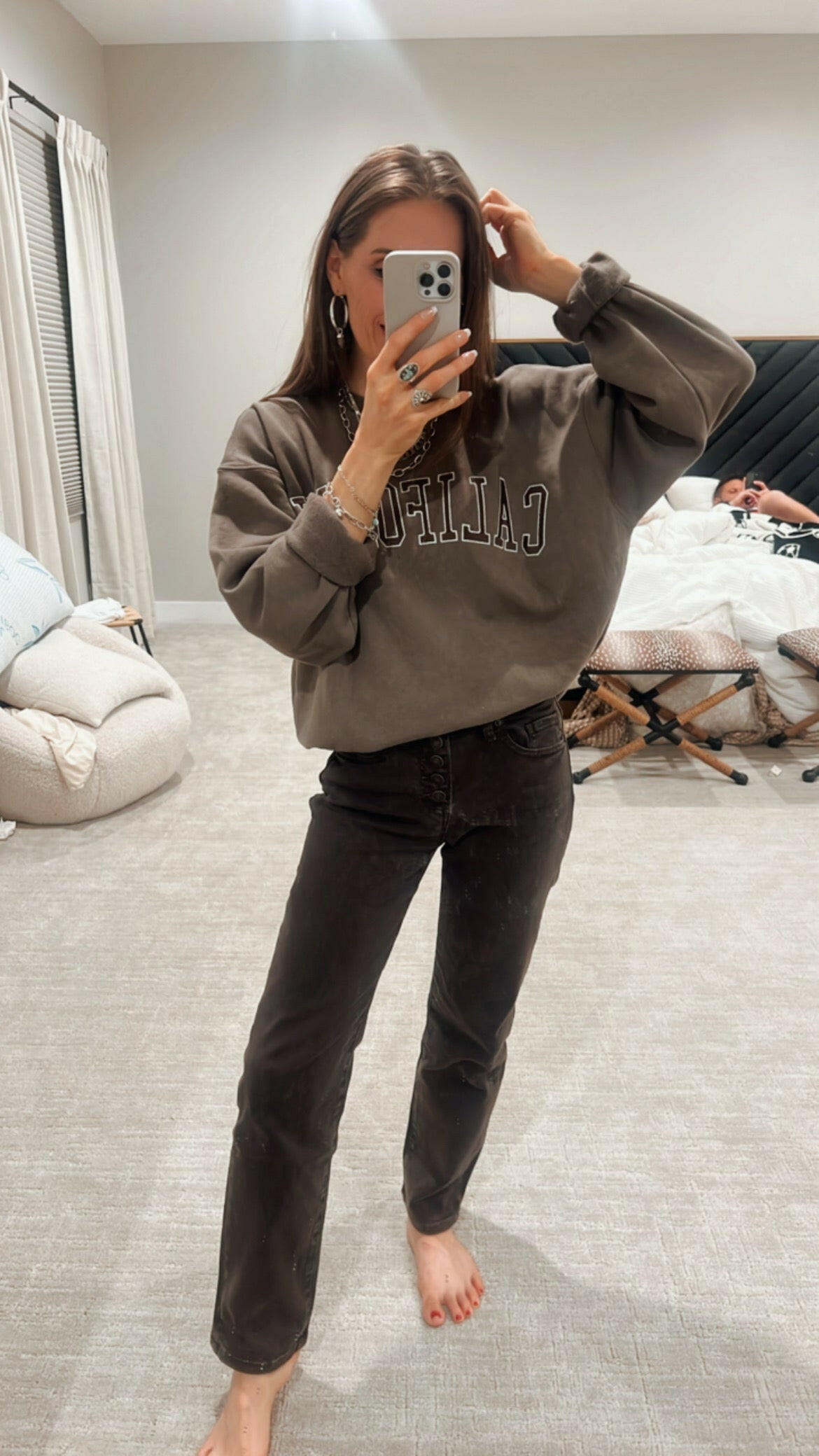 California Embroidered Crewneck-Sweatshirts-Krush Kandy, Women's Online Fashion Boutique Located in Phoenix, Arizona (Scottsdale Area)