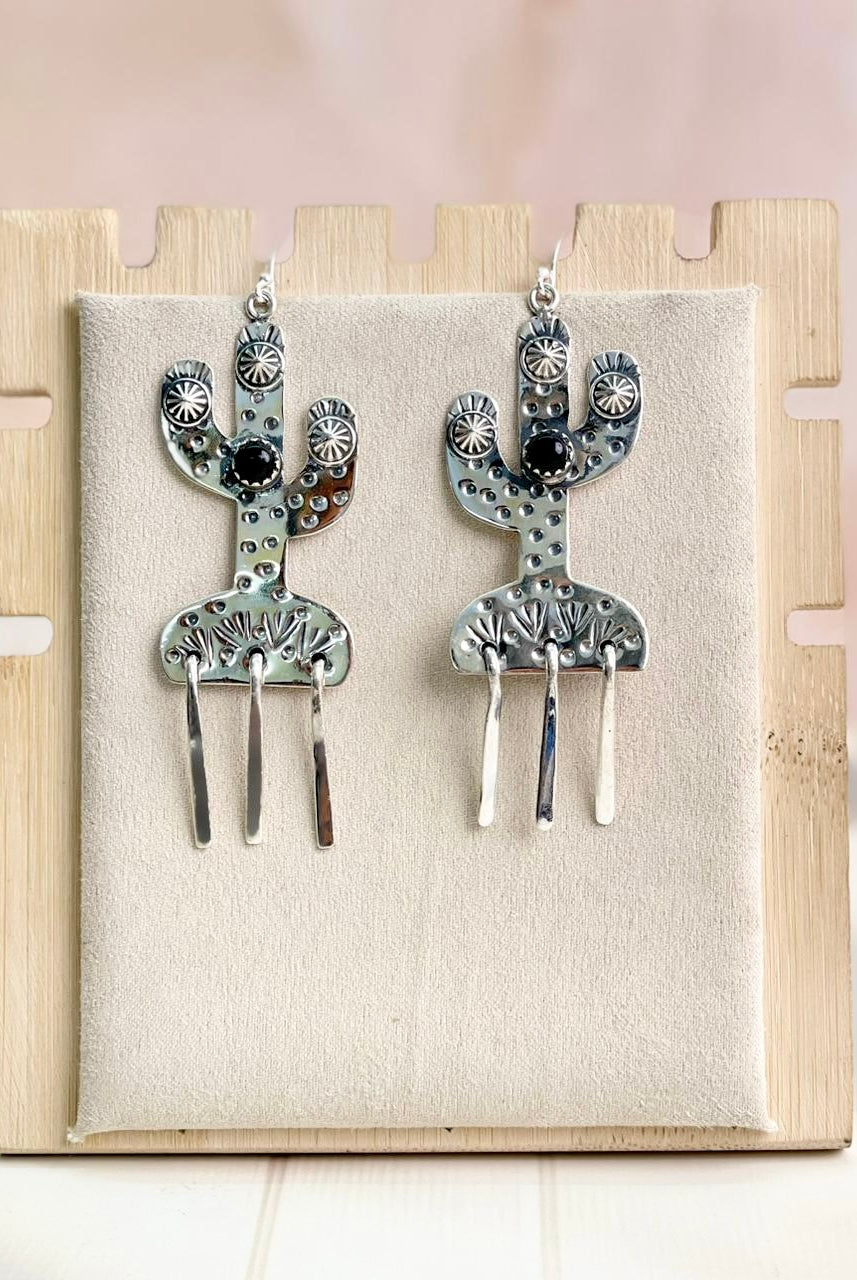 Boho Fringe Cactus Dangle Earrings-Earrings-Krush Kandy, Women's Online Fashion Boutique Located in Phoenix, Arizona (Scottsdale Area)