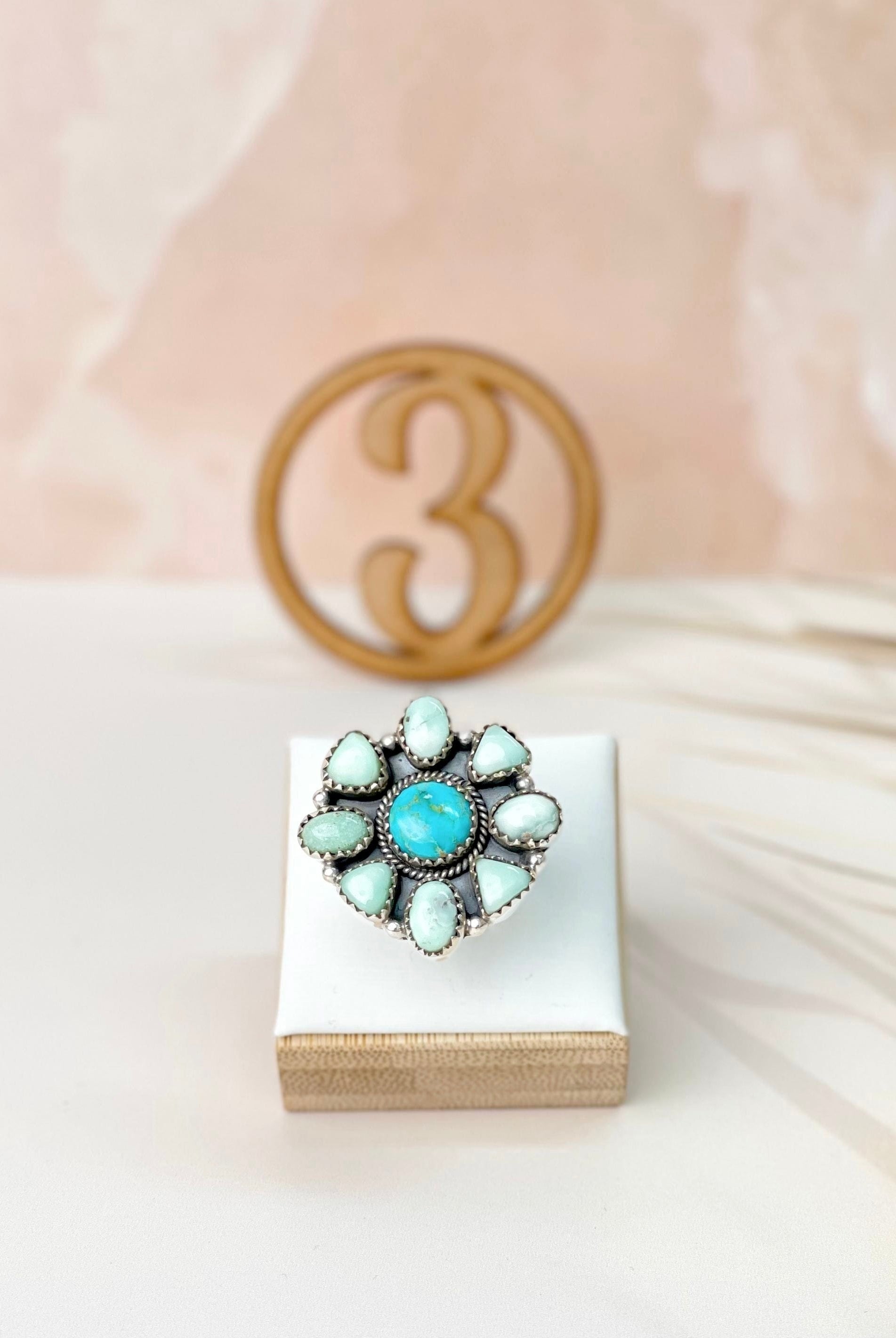 White Water Turquoise & Paloma Western Rings Bno. 12-Rings-Krush Kandy, Women's Online Fashion Boutique Located in Phoenix, Arizona (Scottsdale Area)