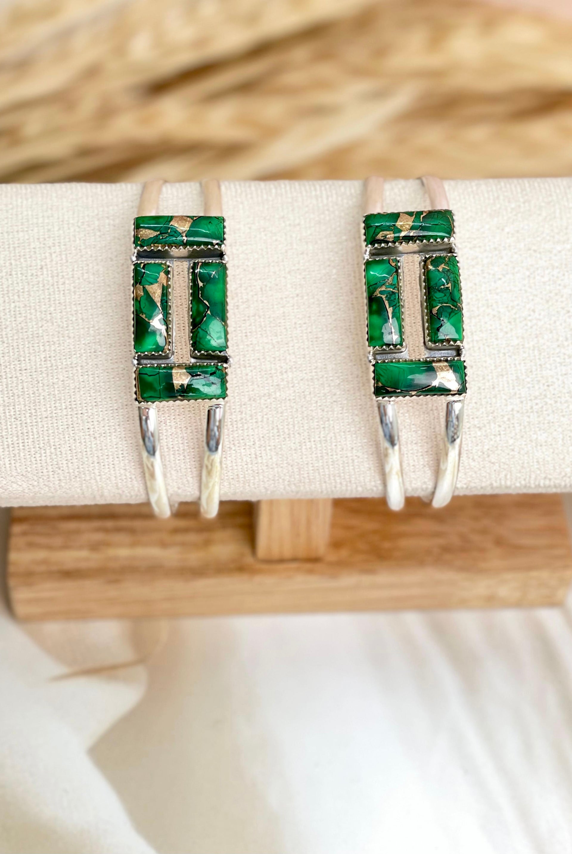 Irish Green Dahlia Adjustable Cuff Bangles sno 23-Bracelets-Krush Kandy, Women's Online Fashion Boutique Located in Phoenix, Arizona (Scottsdale Area)