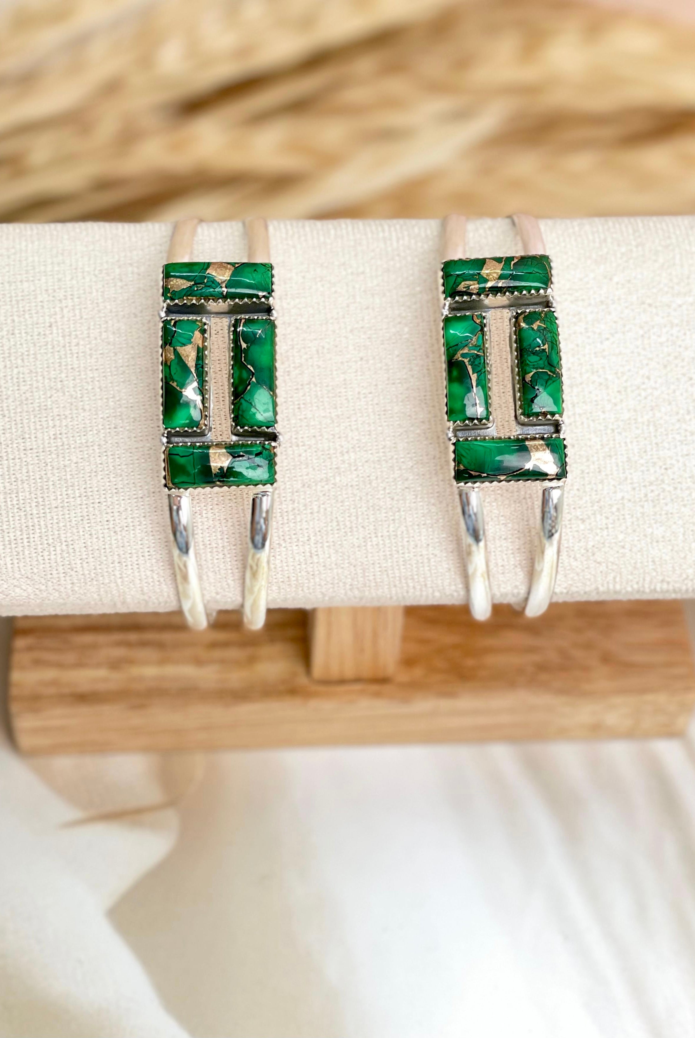 Irish Green Dahlia Adjustable Cuff Bangles sno 23-Bracelets-Krush Kandy, Women's Online Fashion Boutique Located in Phoenix, Arizona (Scottsdale Area)
