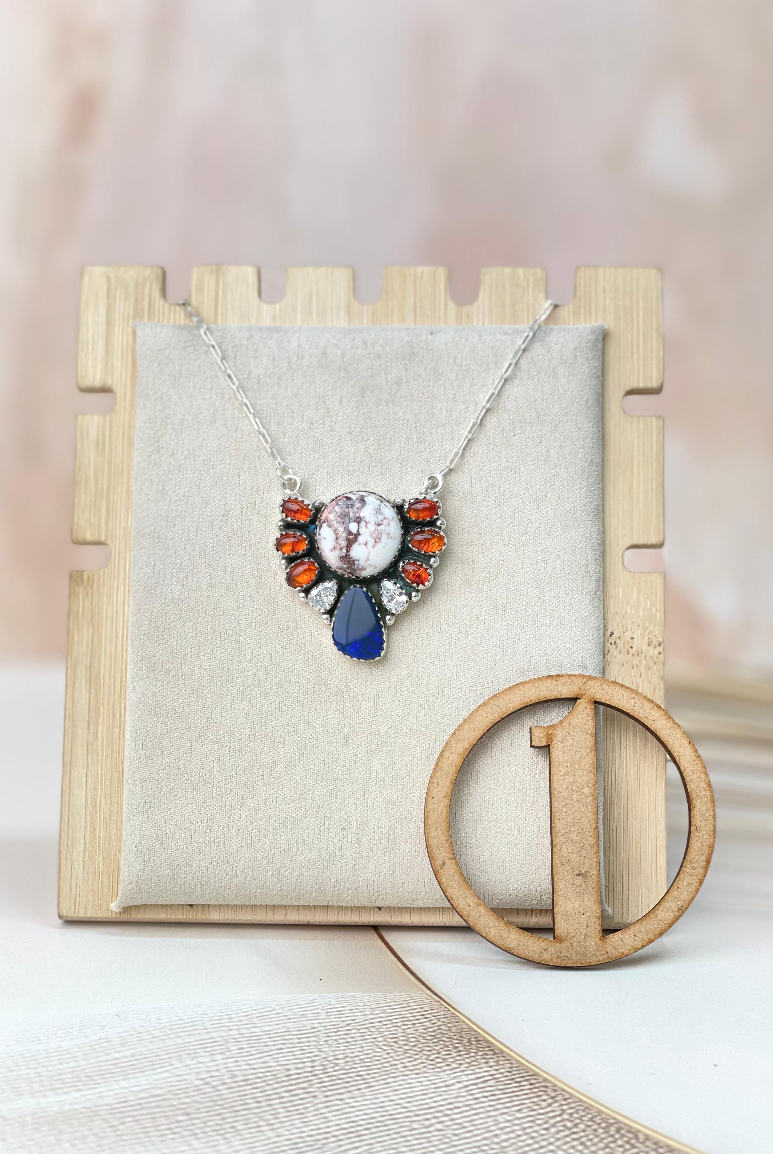 Australian Opal & Amber Necklace sno 55-Necklaces-Krush Kandy, Women's Online Fashion Boutique Located in Phoenix, Arizona (Scottsdale Area)