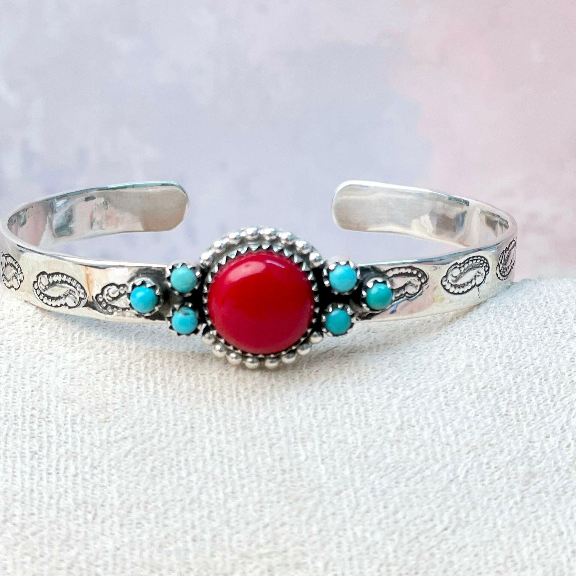 Rosarita Round Bar Turquoise Cuff-Bracelets-Krush Kandy, Women's Online Fashion Boutique Located in Phoenix, Arizona (Scottsdale Area)