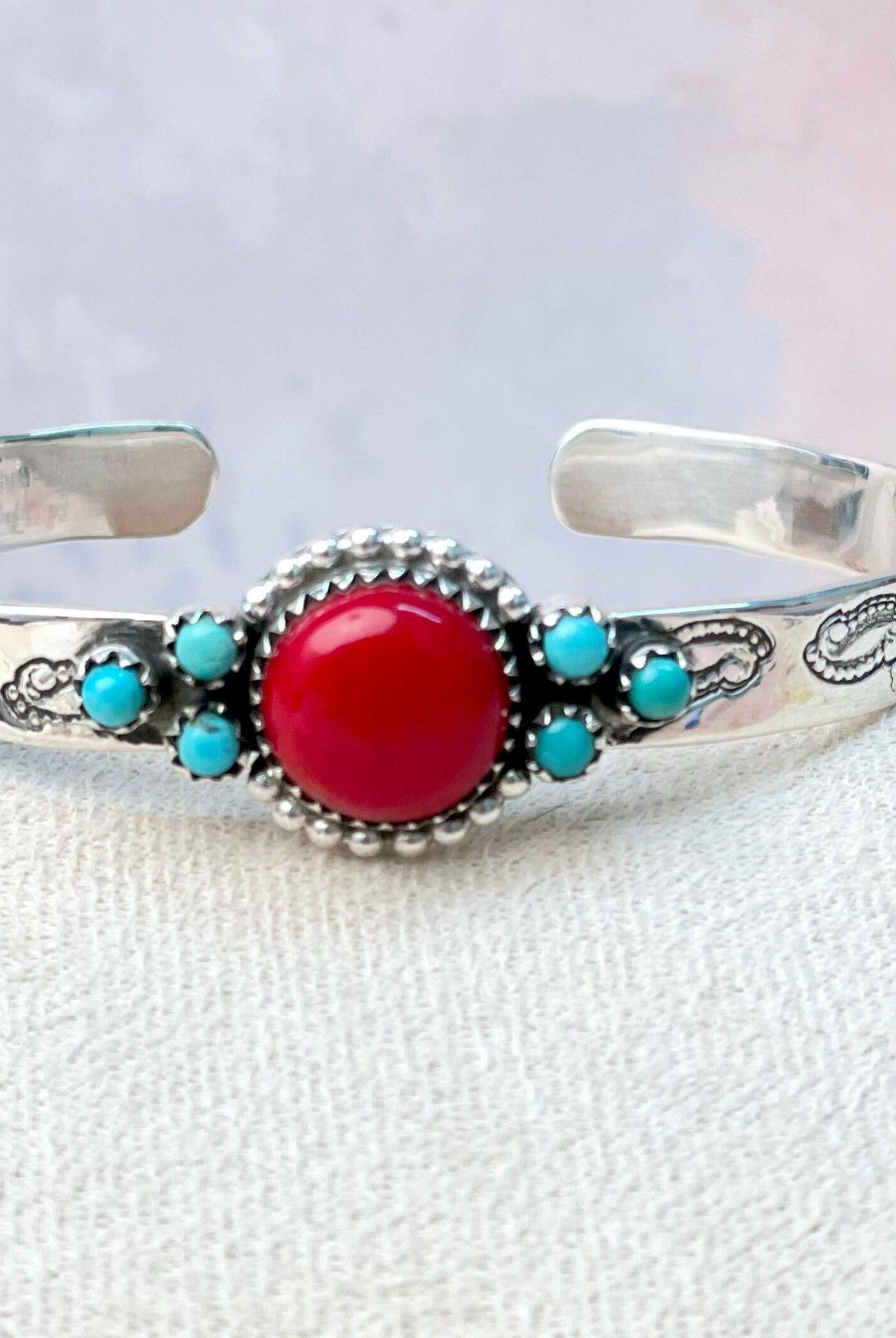 Rosarita Round Bar Turquoise Cuff-Bracelets-Krush Kandy, Women's Online Fashion Boutique Located in Phoenix, Arizona (Scottsdale Area)