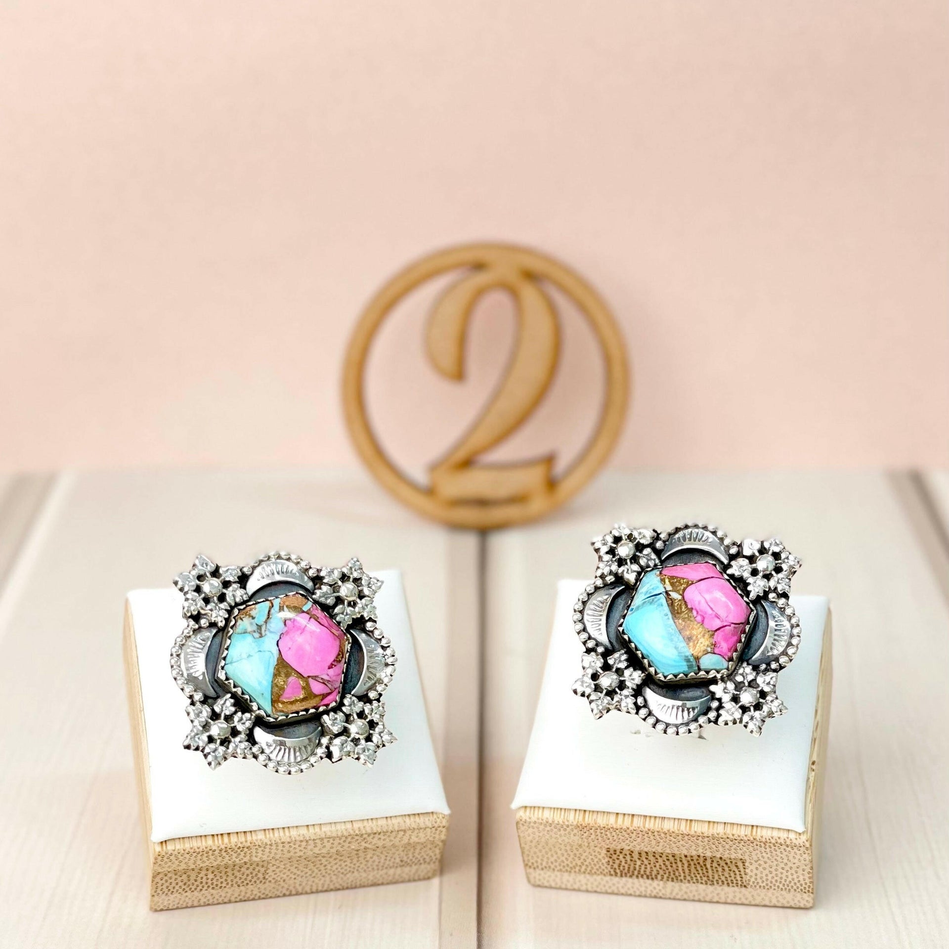 Floral Boho Multi Stone Slab Rings Bno. 5-Rings-Krush Kandy, Women's Online Fashion Boutique Located in Phoenix, Arizona (Scottsdale Area)
