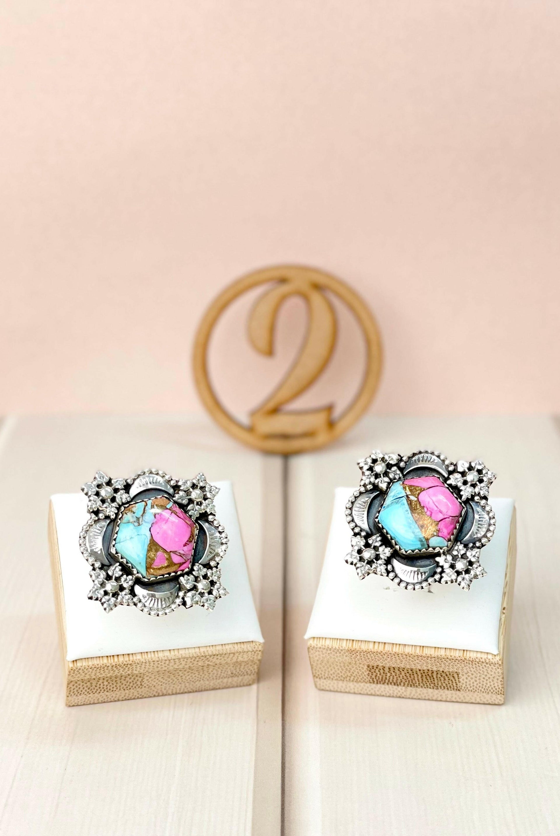 Floral Boho Multi Stone Slab Rings Bno. 5-Rings-Krush Kandy, Women's Online Fashion Boutique Located in Phoenix, Arizona (Scottsdale Area)