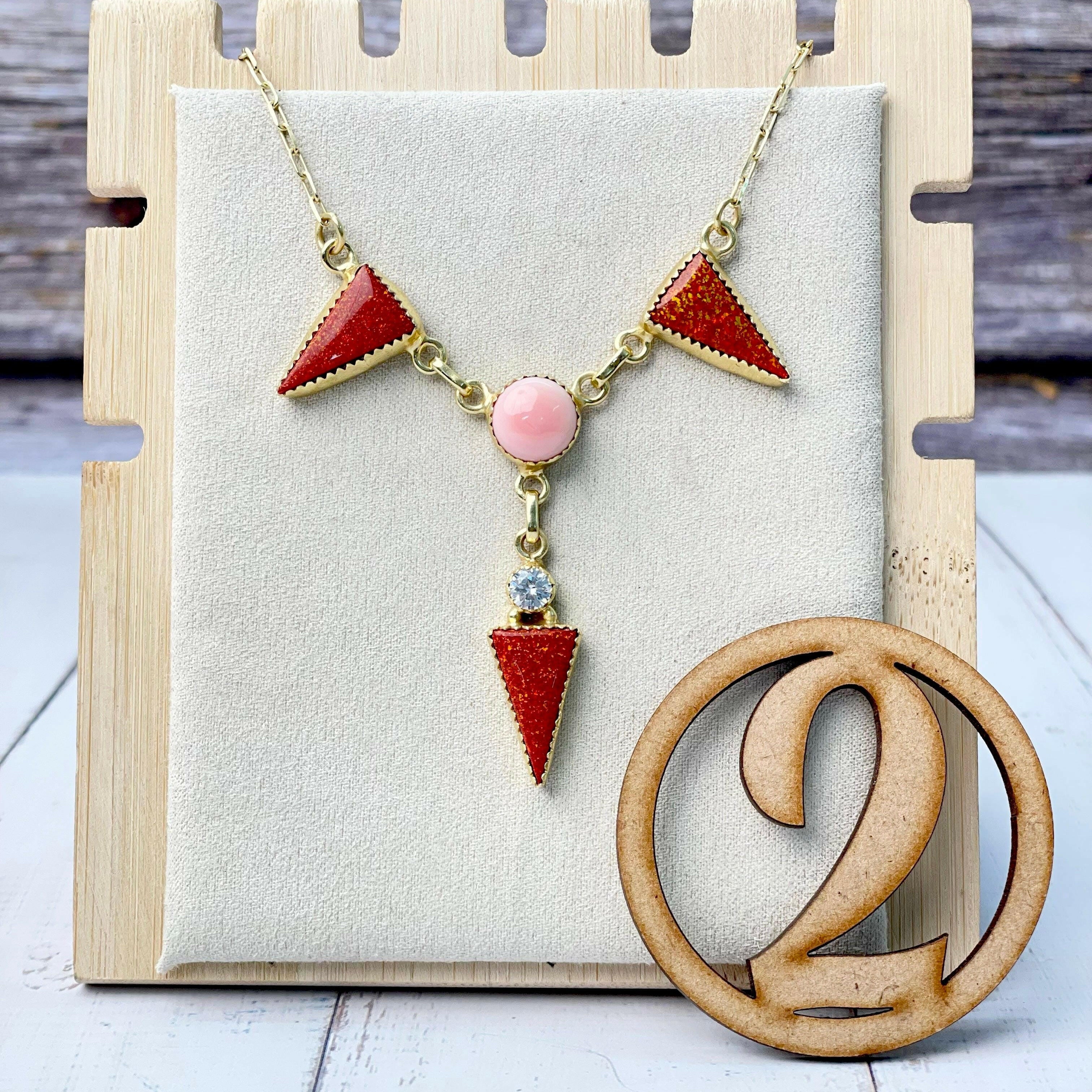 Pink Conch Desert Peaks Stone Necklaces-Necklaces-Krush Kandy, Women's Online Fashion Boutique Located in Phoenix, Arizona (Scottsdale Area)