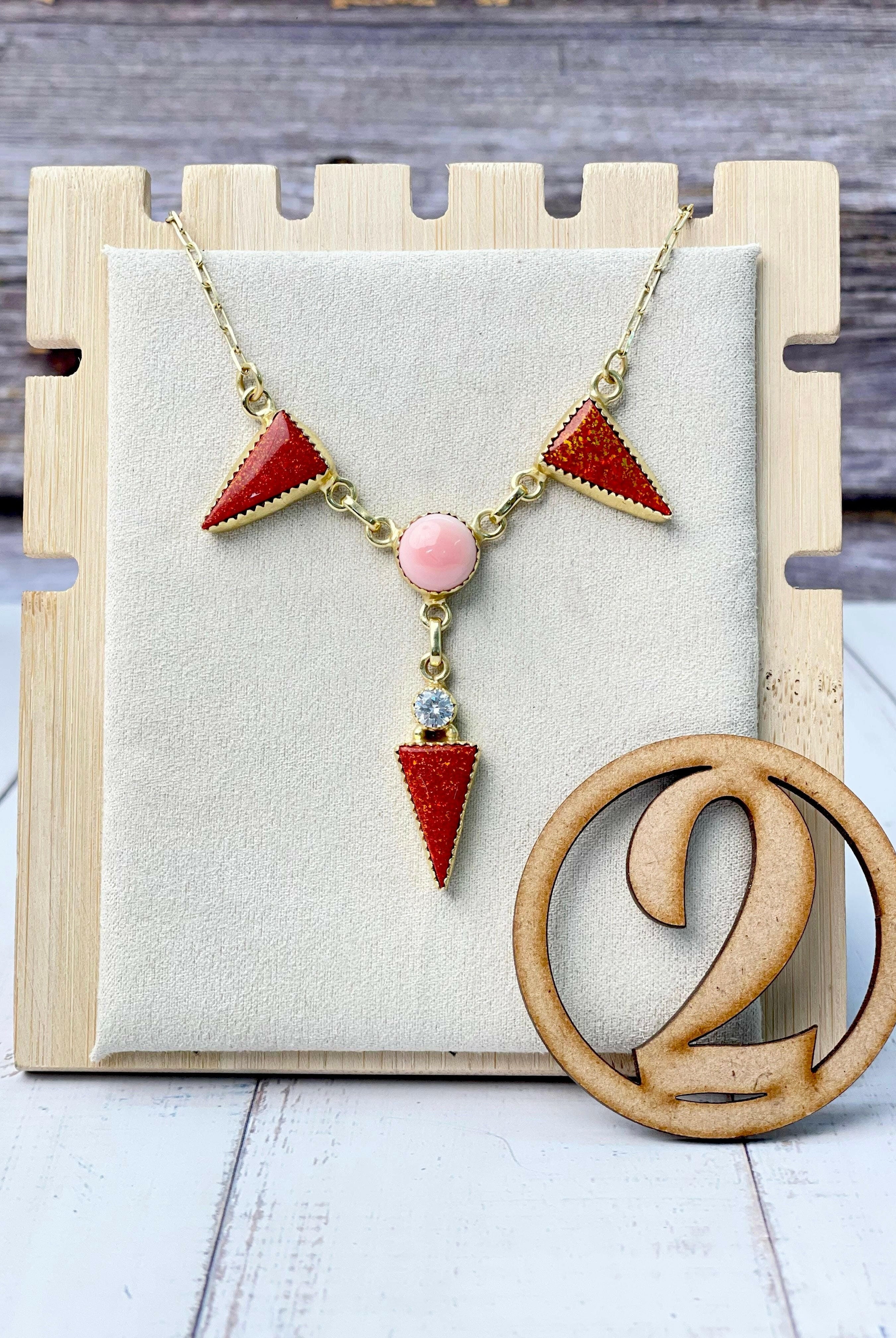 Pink Conch Desert Peaks Stone Necklaces-Necklaces-Krush Kandy, Women's Online Fashion Boutique Located in Phoenix, Arizona (Scottsdale Area)