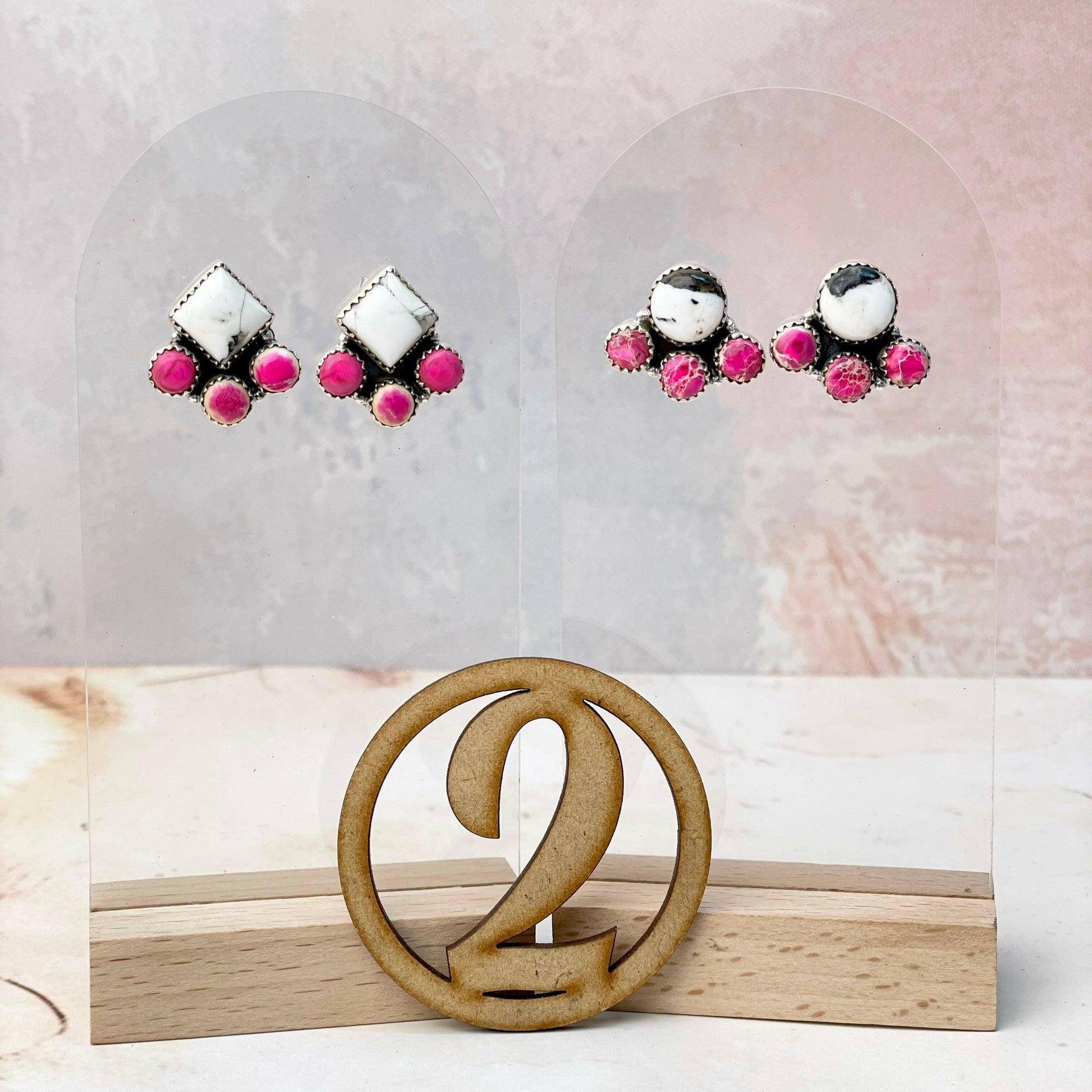 White Buffalo and Jasper Studs-Earrings-Krush Kandy, Women's Online Fashion Boutique Located in Phoenix, Arizona (Scottsdale Area)