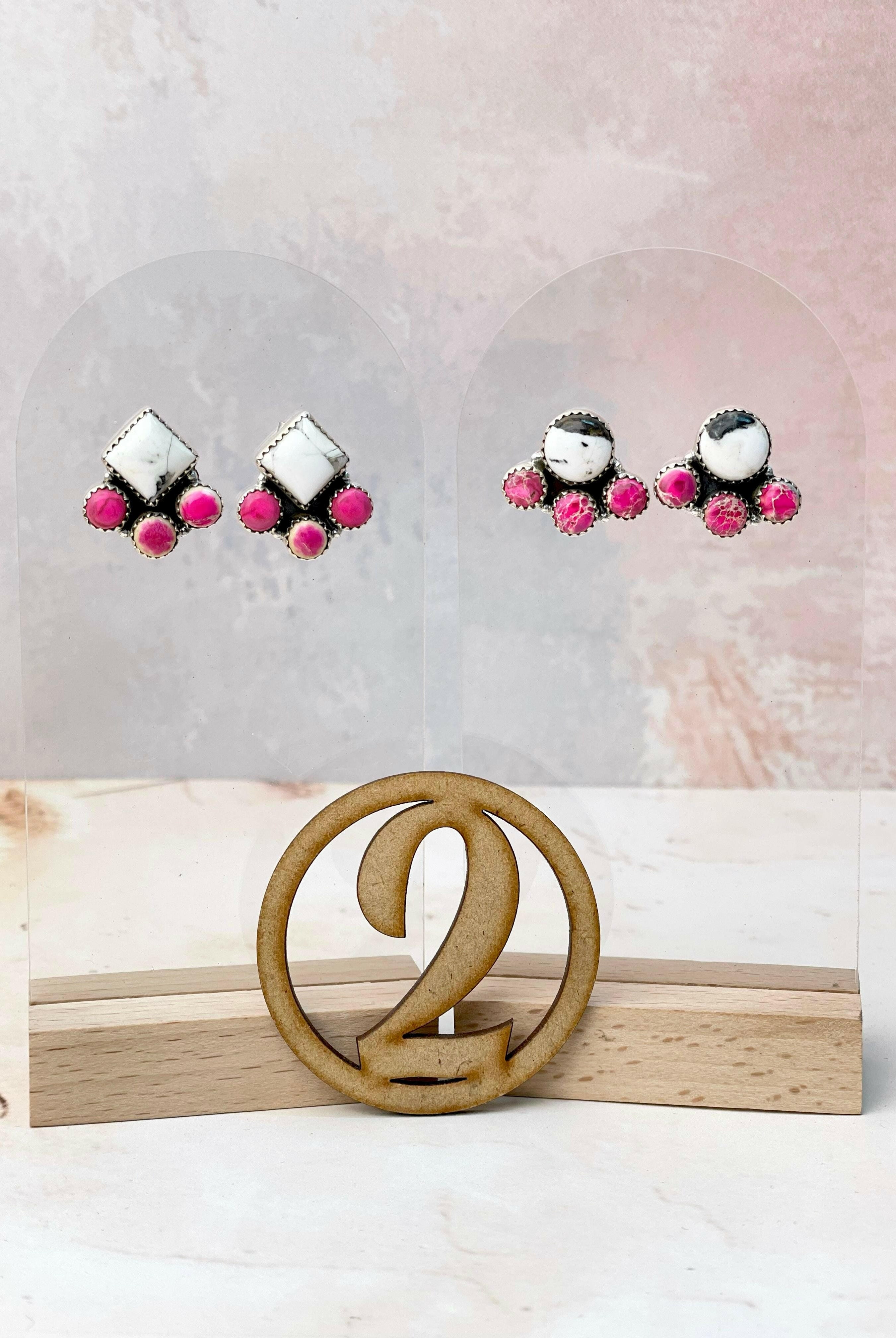 White Buffalo and Jasper Studs-Earrings-Krush Kandy, Women's Online Fashion Boutique Located in Phoenix, Arizona (Scottsdale Area)