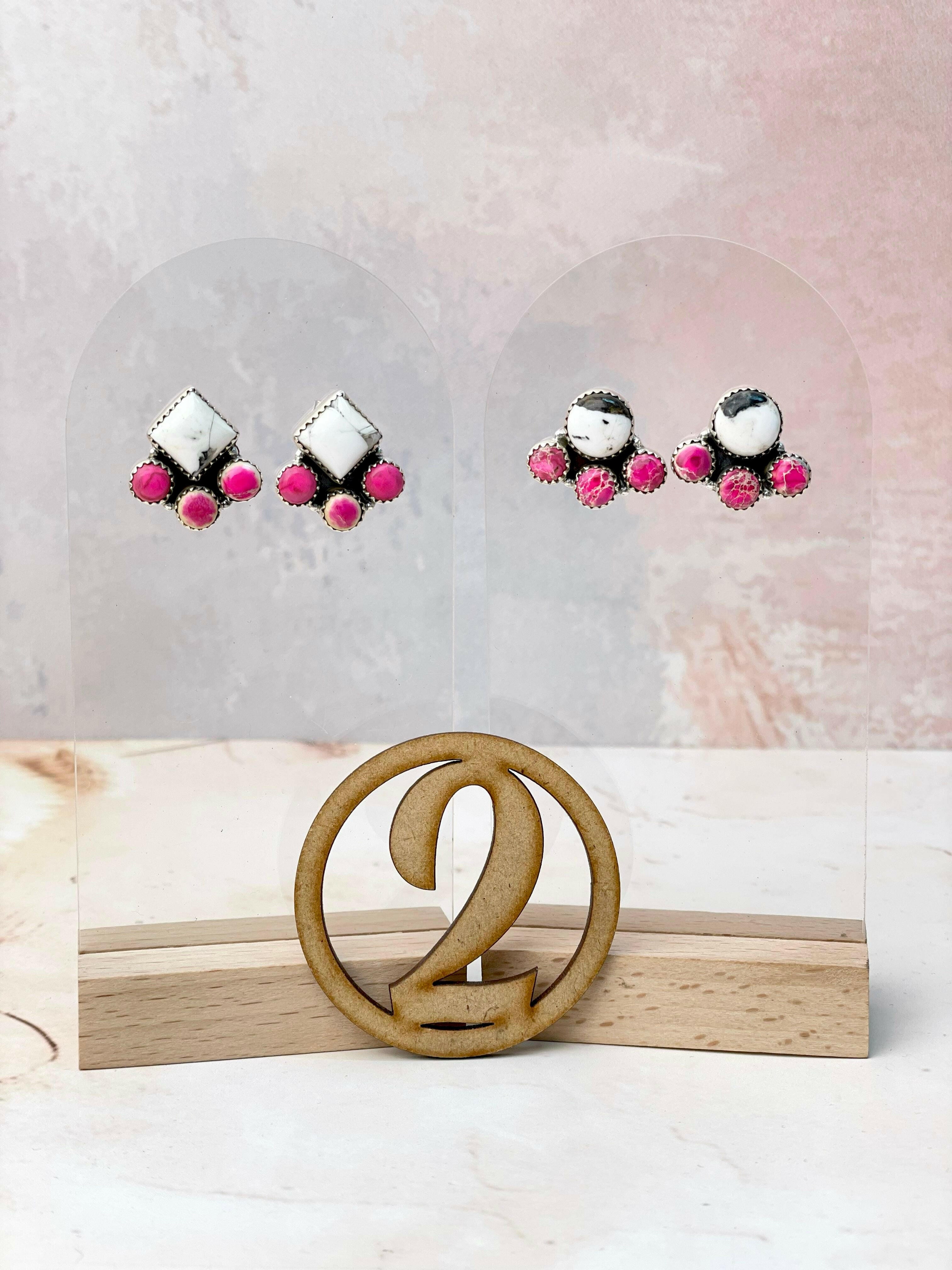 White Buffalo and Jasper Studs-Earrings-Krush Kandy, Women's Online Fashion Boutique Located in Phoenix, Arizona (Scottsdale Area)