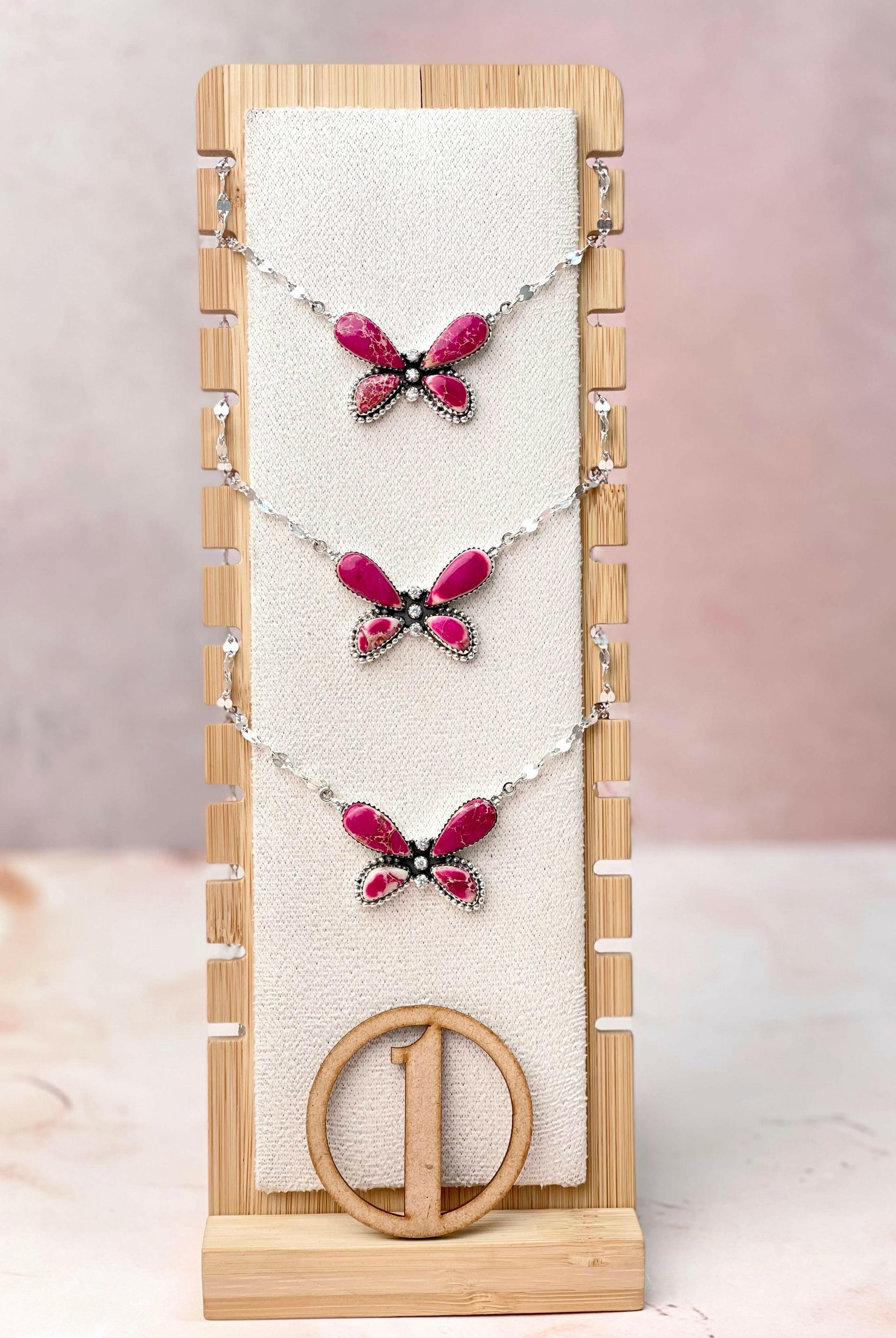 Desert Butterfly Jasper & Crystal Necklace-Necklaces-Krush Kandy, Women's Online Fashion Boutique Located in Phoenix, Arizona (Scottsdale Area)