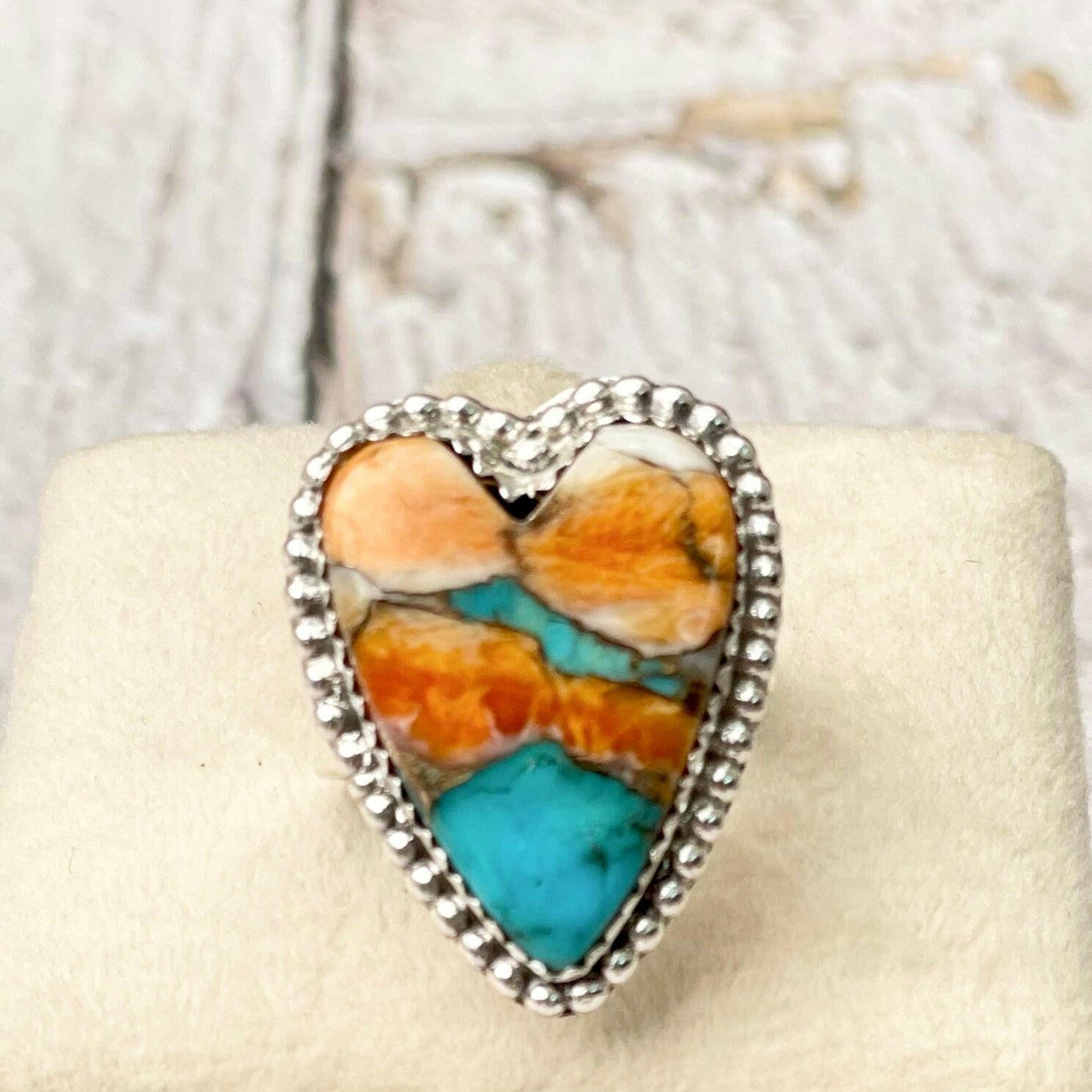 Long Heart Sterling Silver Ring-Statement Rings-Krush Kandy, Women's Online Fashion Boutique Located in Phoenix, Arizona (Scottsdale Area)